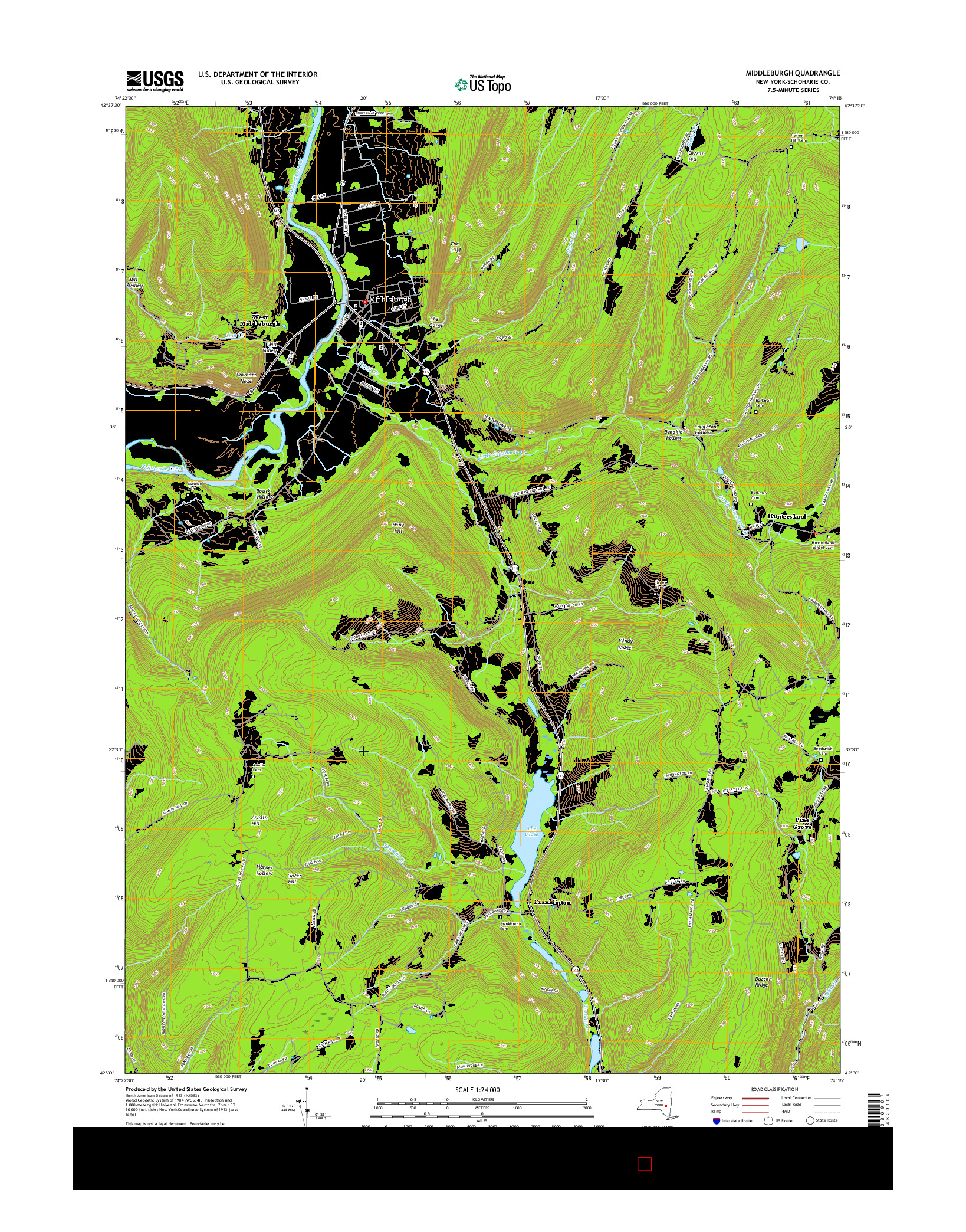 USGS US TOPO 7.5-MINUTE MAP FOR MIDDLEBURGH, NY 2016