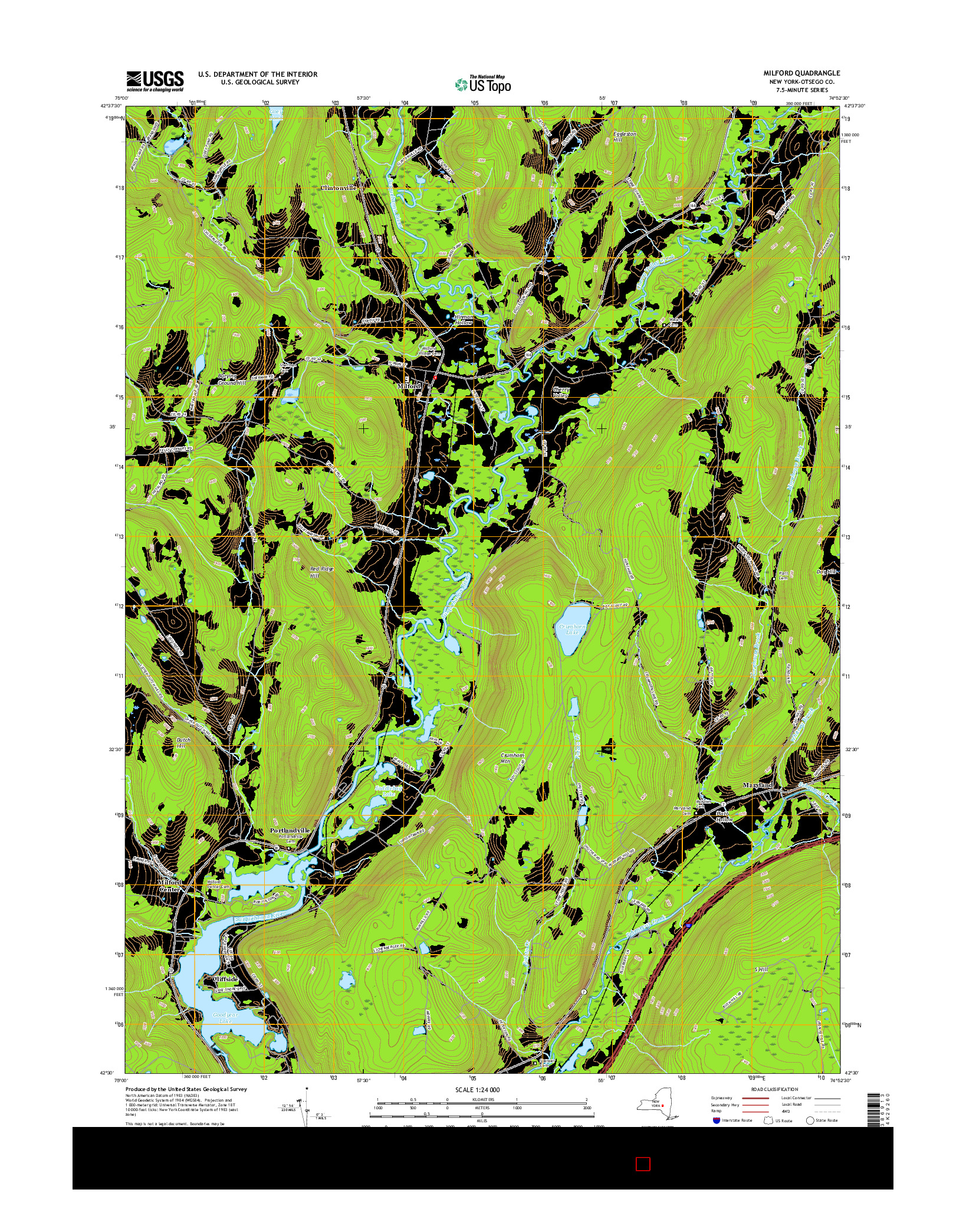 USGS US TOPO 7.5-MINUTE MAP FOR MILFORD, NY 2016