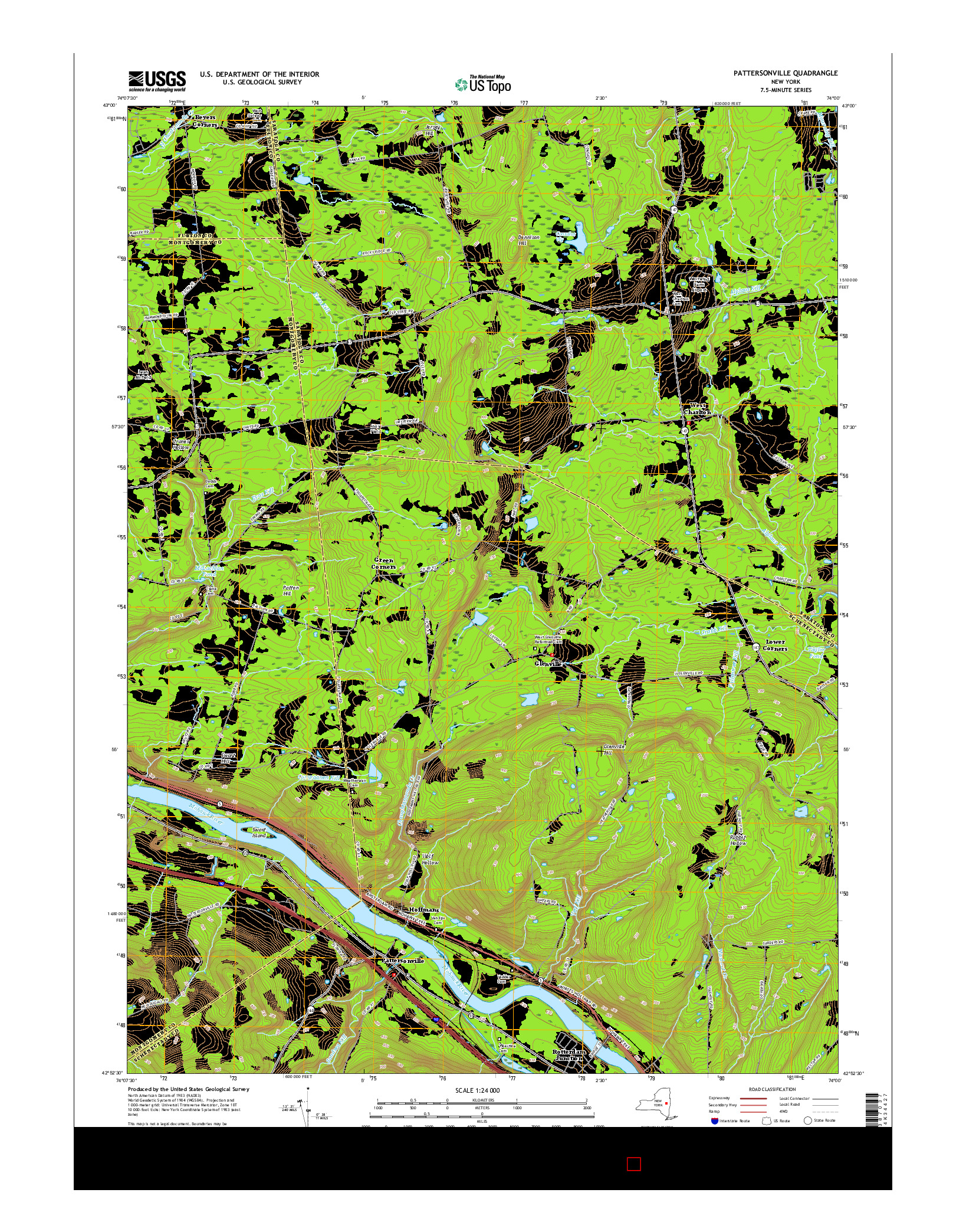 USGS US TOPO 7.5-MINUTE MAP FOR PATTERSONVILLE, NY 2016
