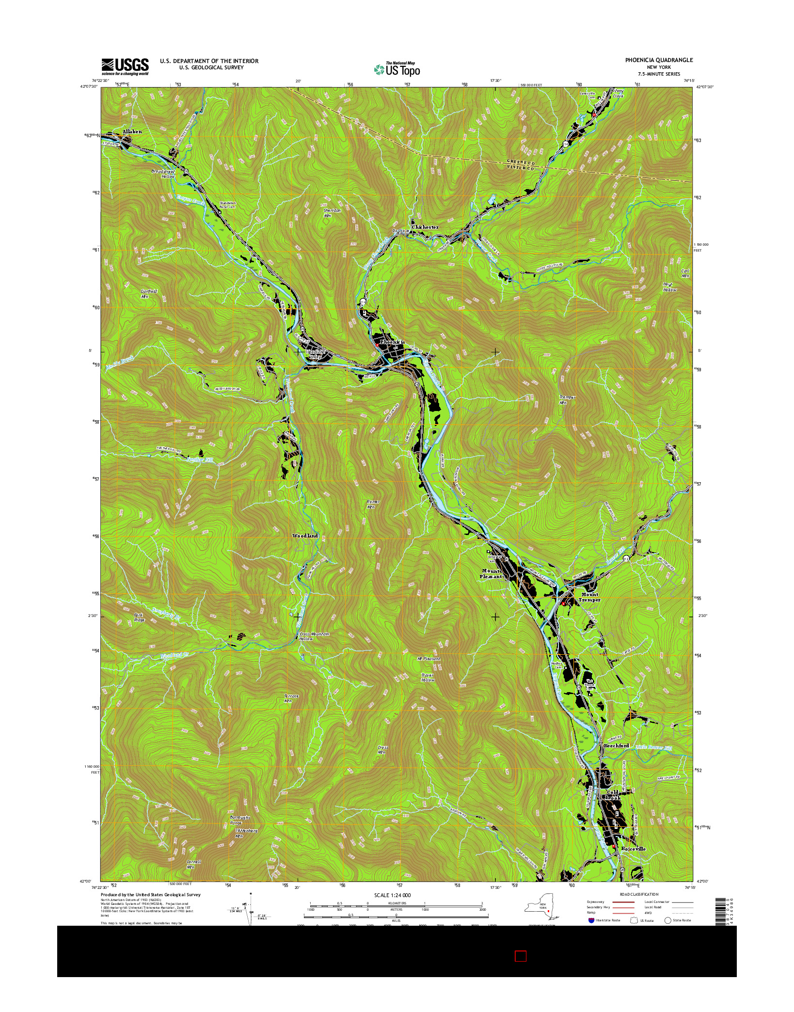 USGS US TOPO 7.5-MINUTE MAP FOR PHOENICIA, NY 2016