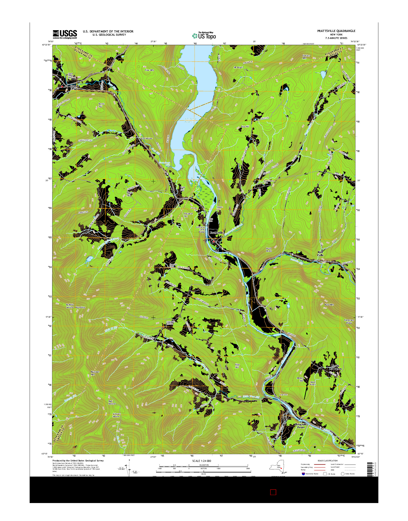 USGS US TOPO 7.5-MINUTE MAP FOR PRATTSVILLE, NY 2016