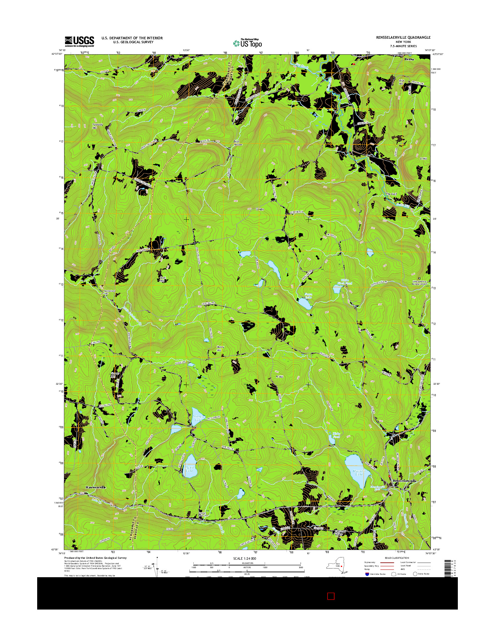 USGS US TOPO 7.5-MINUTE MAP FOR RENSSELAERVILLE, NY 2016