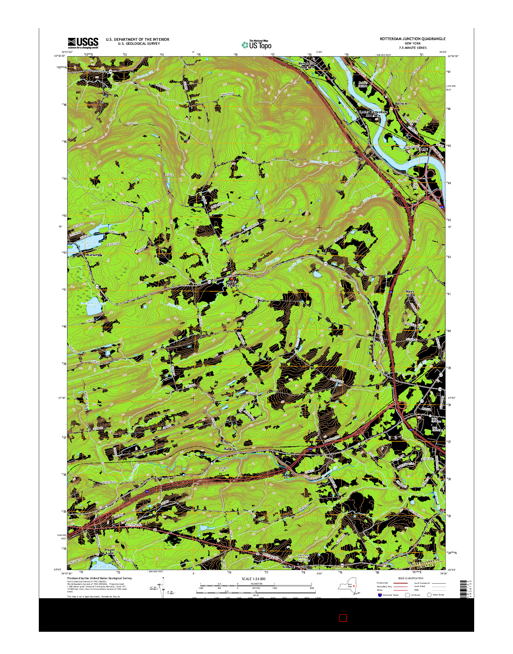 USGS US TOPO 7.5-MINUTE MAP FOR ROTTERDAM JUNCTION, NY 2016