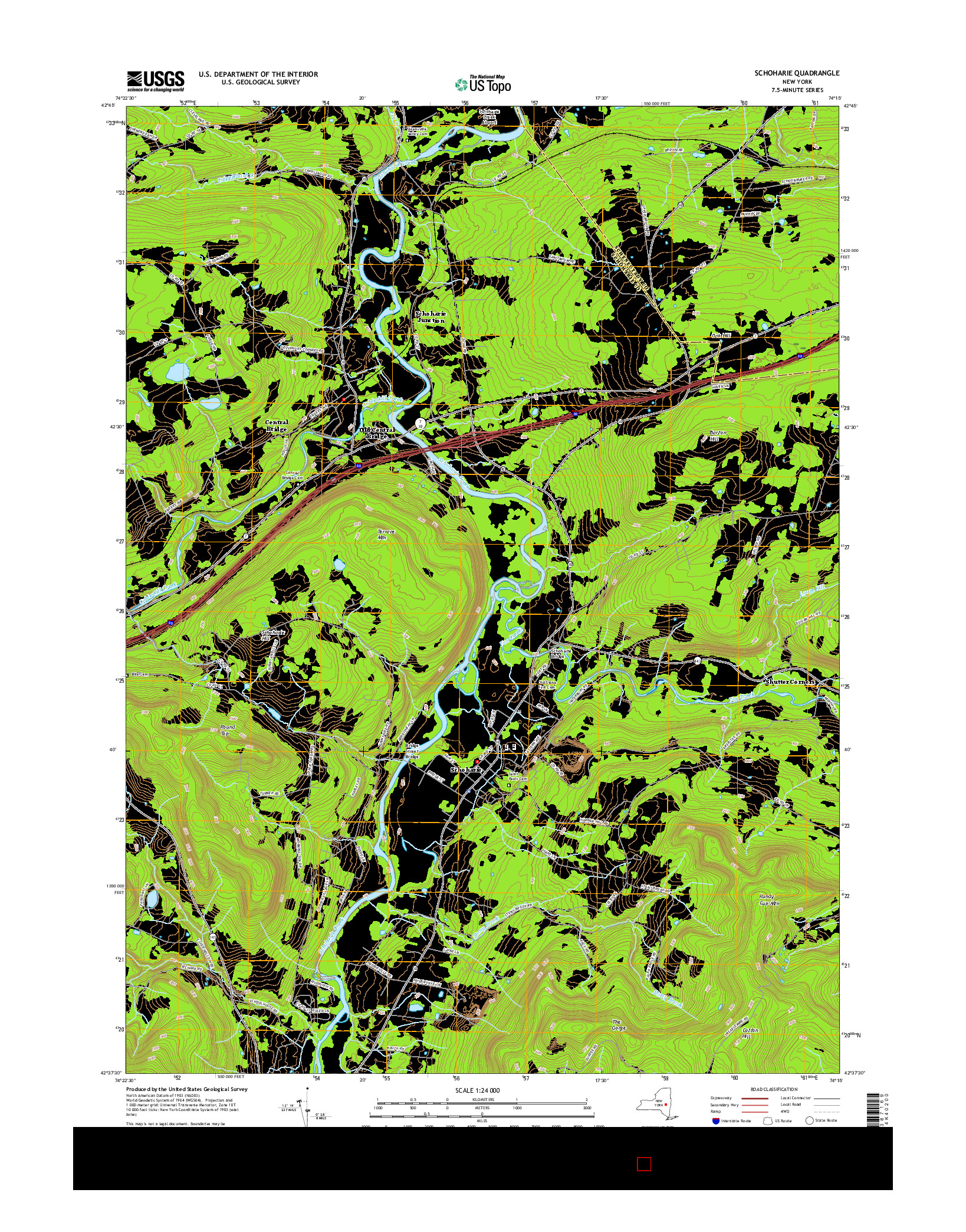 USGS US TOPO 7.5-MINUTE MAP FOR SCHOHARIE, NY 2016