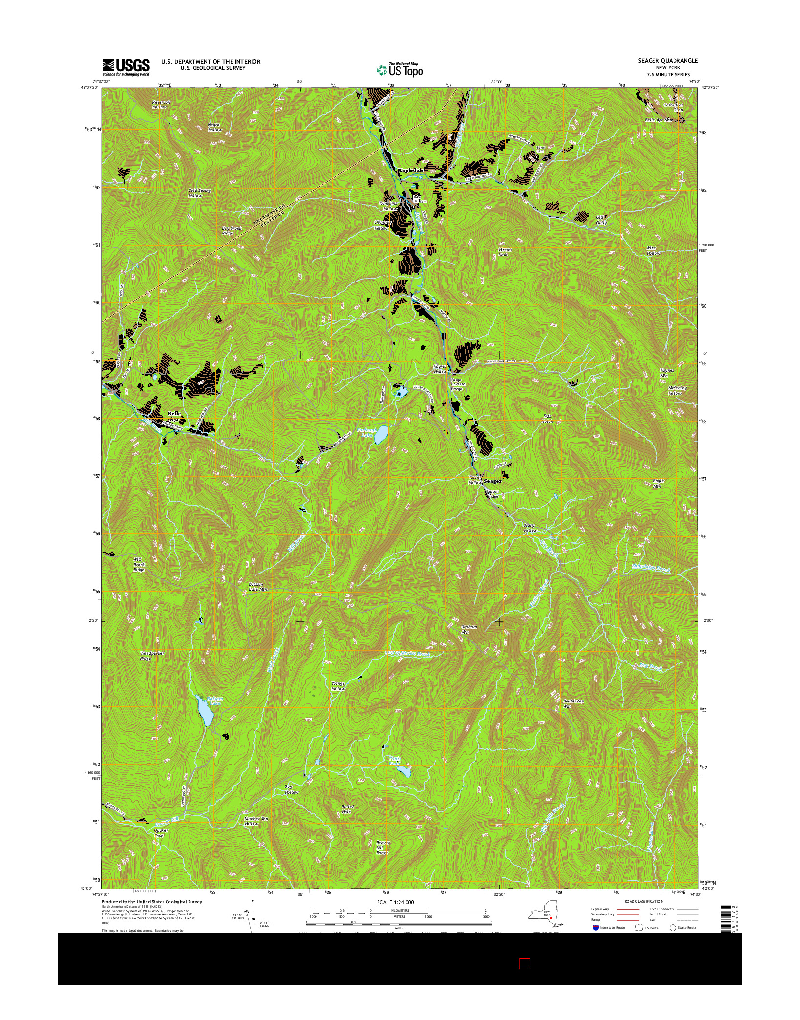 USGS US TOPO 7.5-MINUTE MAP FOR SEAGER, NY 2016