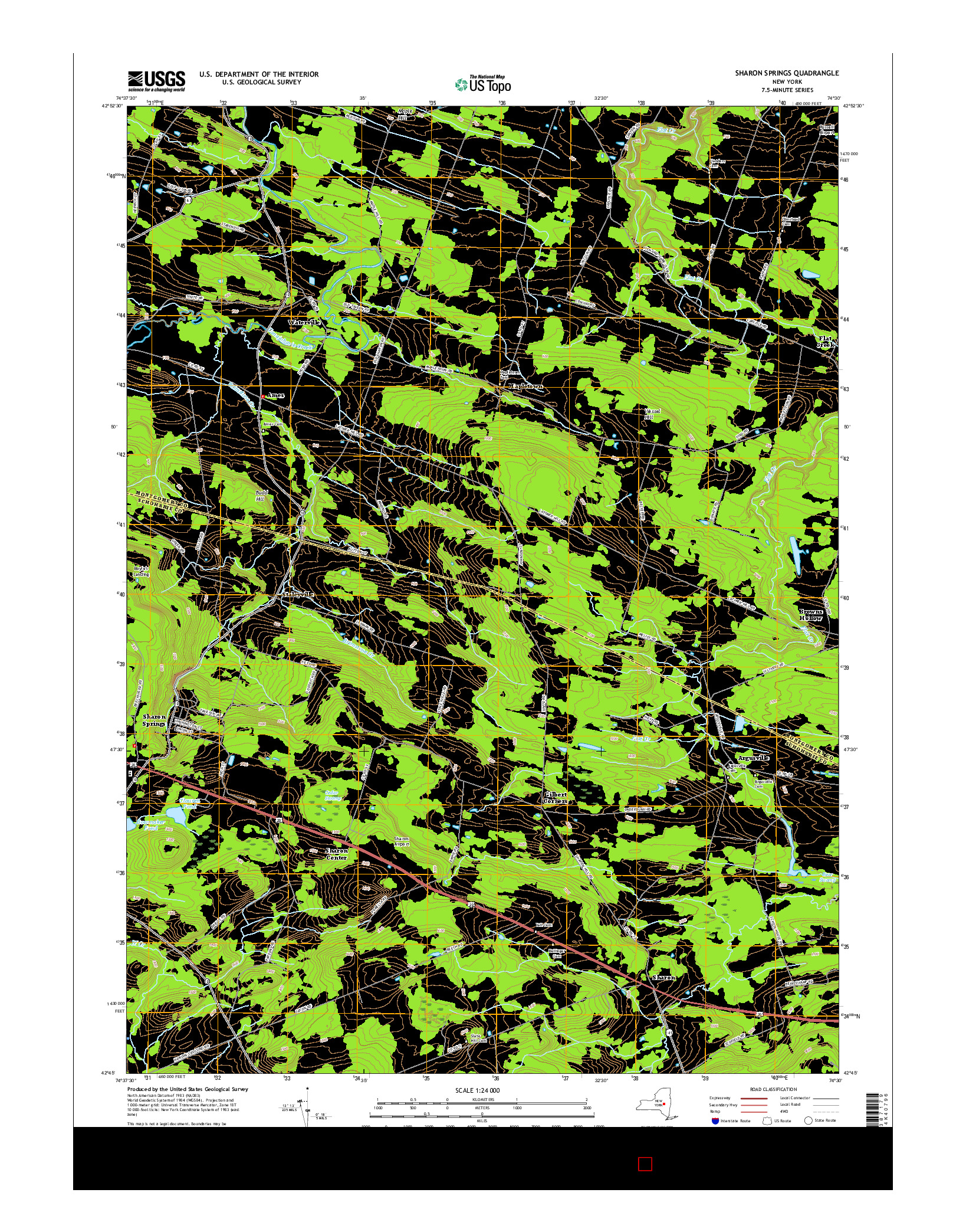 USGS US TOPO 7.5-MINUTE MAP FOR SHARON SPRINGS, NY 2016