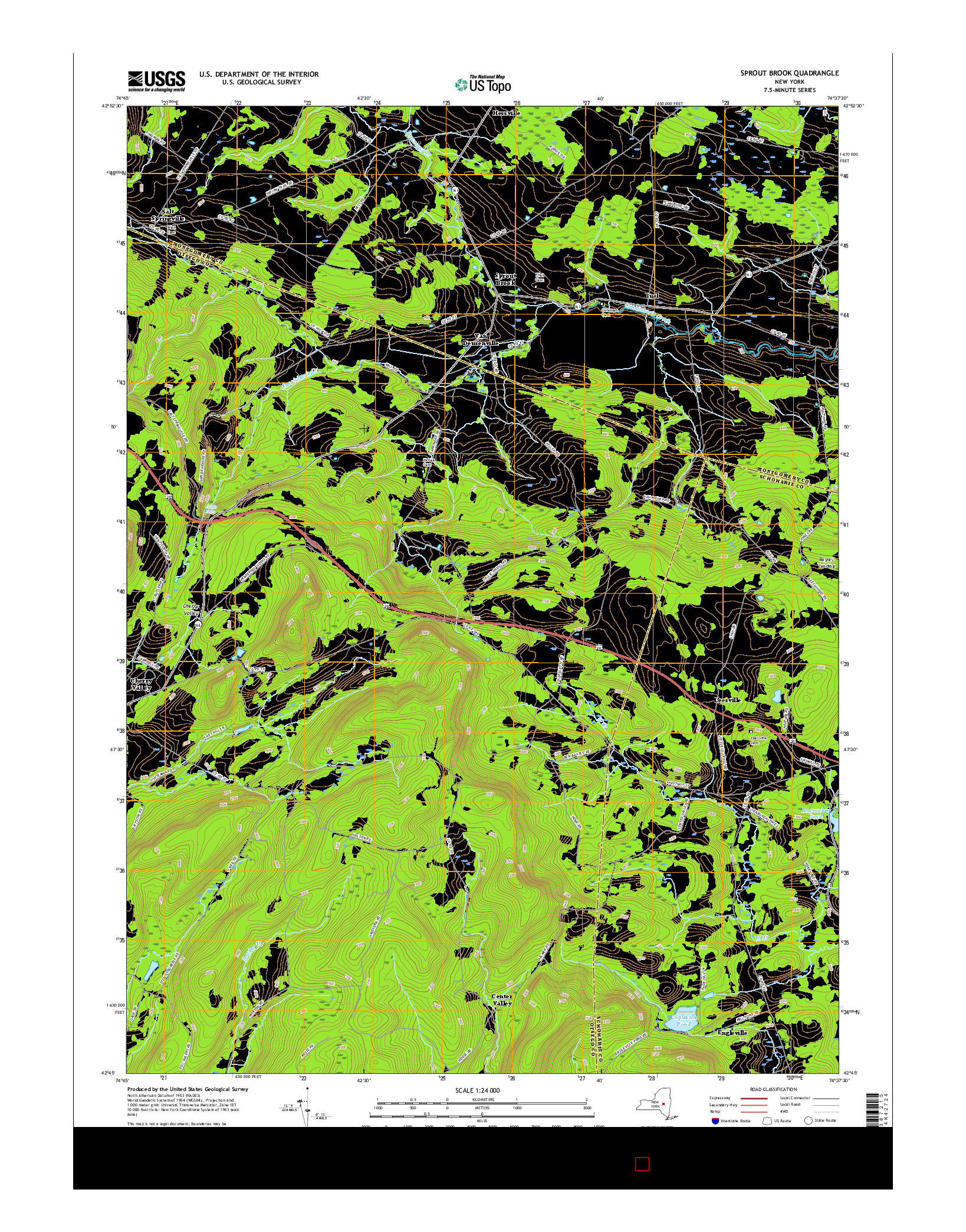 USGS US TOPO 7.5-MINUTE MAP FOR SPROUT BROOK, NY 2016