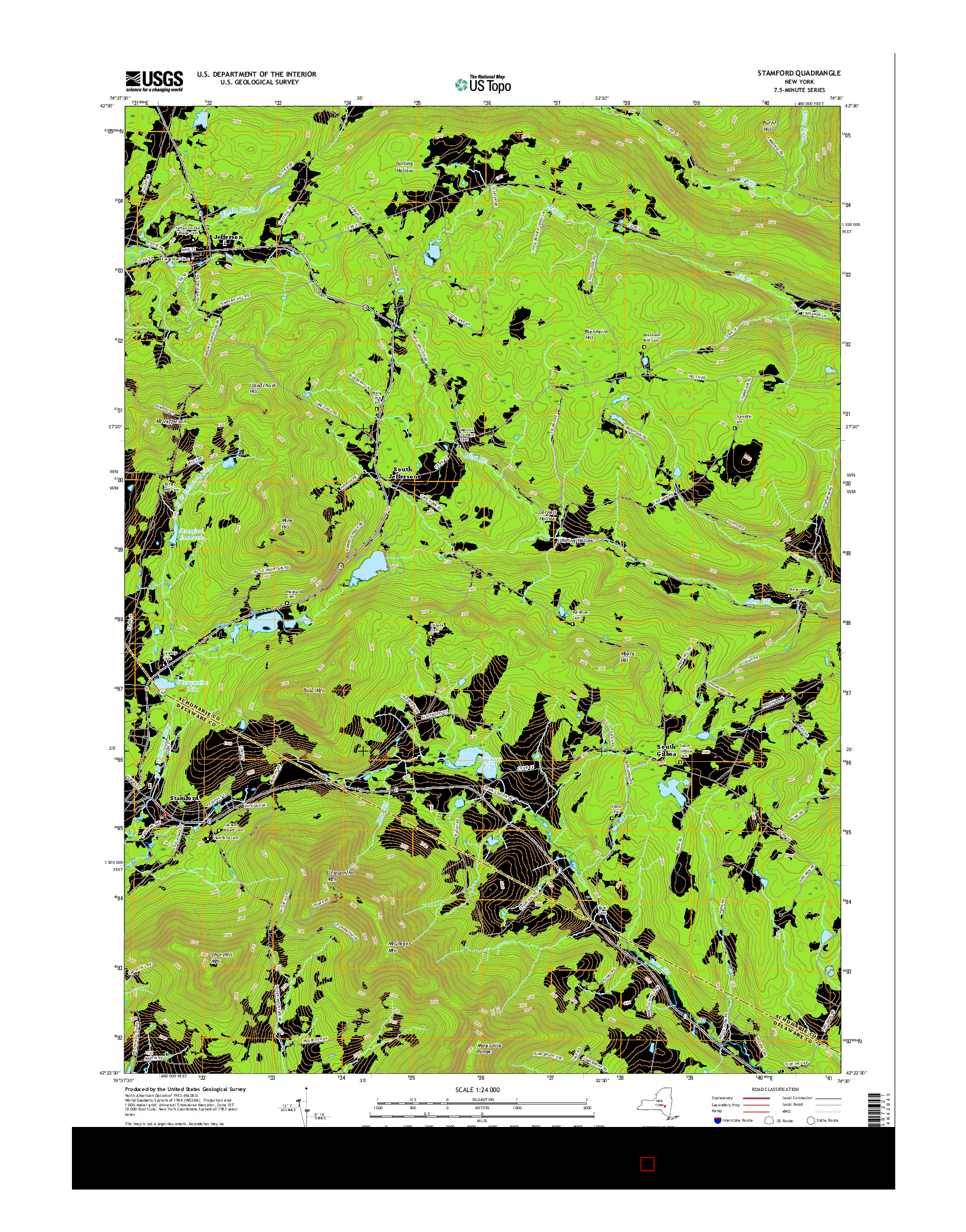 USGS US TOPO 7.5-MINUTE MAP FOR STAMFORD, NY 2016