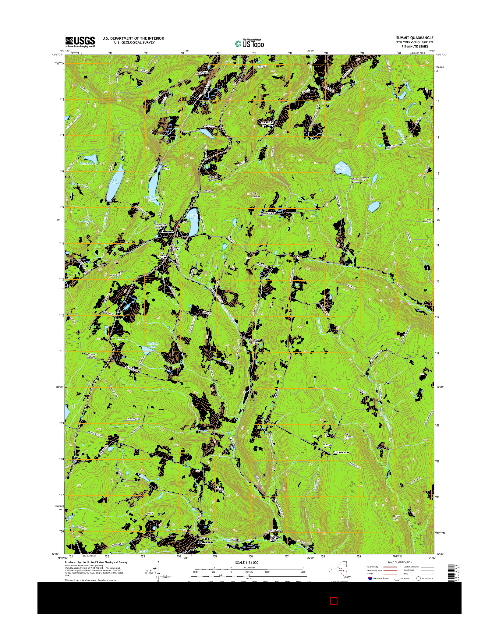 USGS US TOPO 7.5-MINUTE MAP FOR SUMMIT, NY 2016