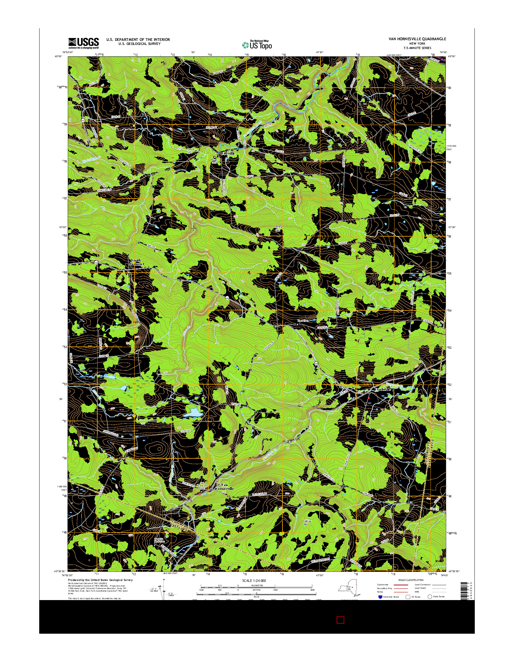 USGS US TOPO 7.5-MINUTE MAP FOR VAN HORNESVILLE, NY 2016