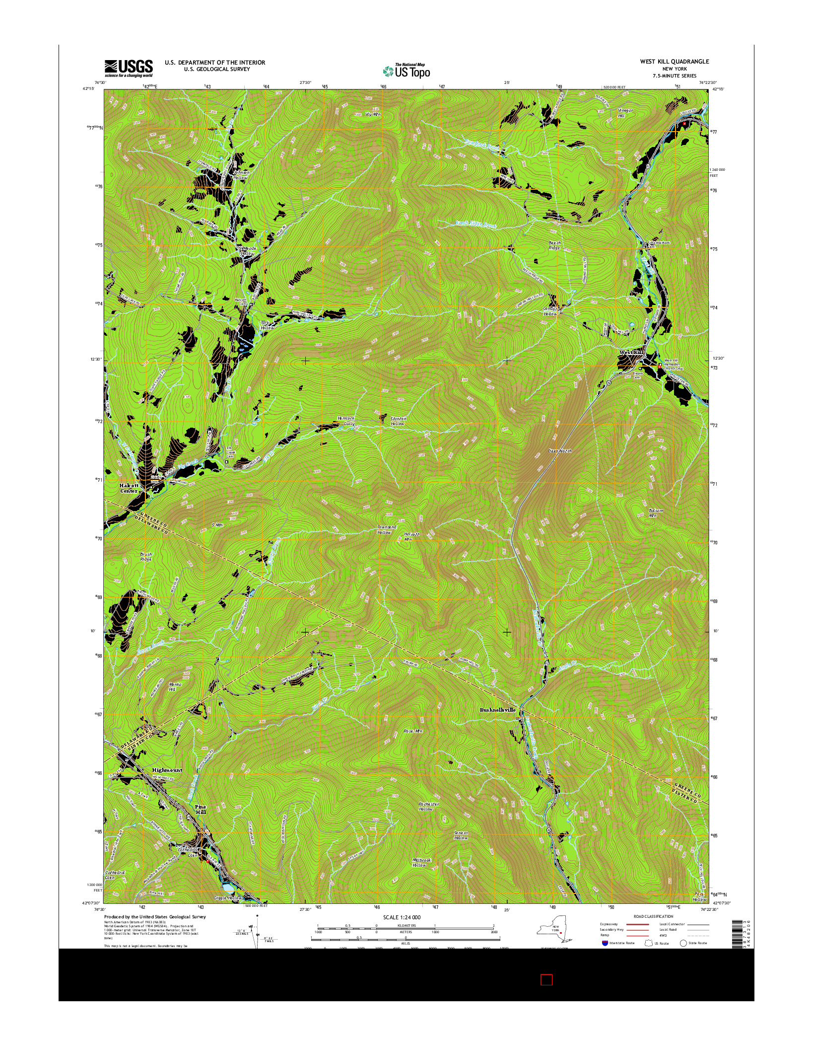 USGS US TOPO 7.5-MINUTE MAP FOR WEST KILL, NY 2016