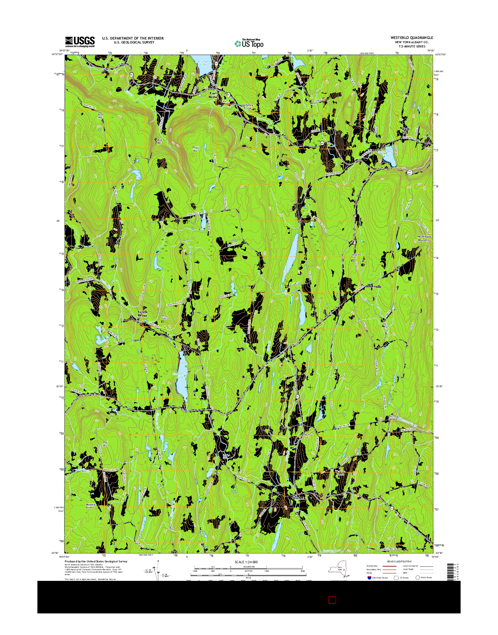 USGS US TOPO 7.5-MINUTE MAP FOR WESTERLO, NY 2016