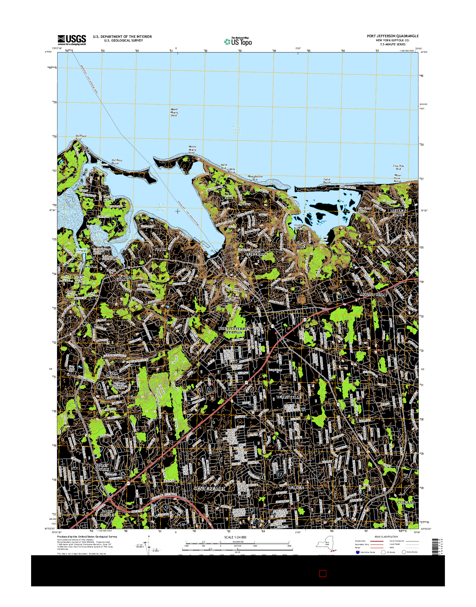 USGS US TOPO 7.5-MINUTE MAP FOR PORT JEFFERSON, NY 2016