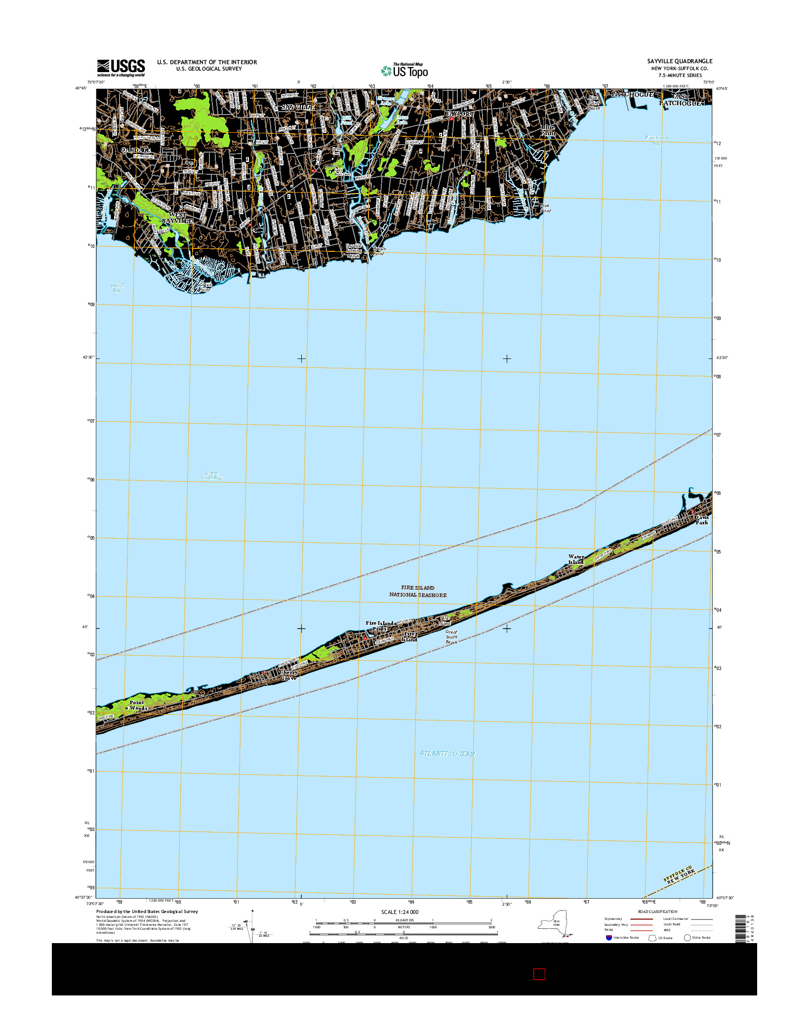 USGS US TOPO 7.5-MINUTE MAP FOR SAYVILLE, NY 2016