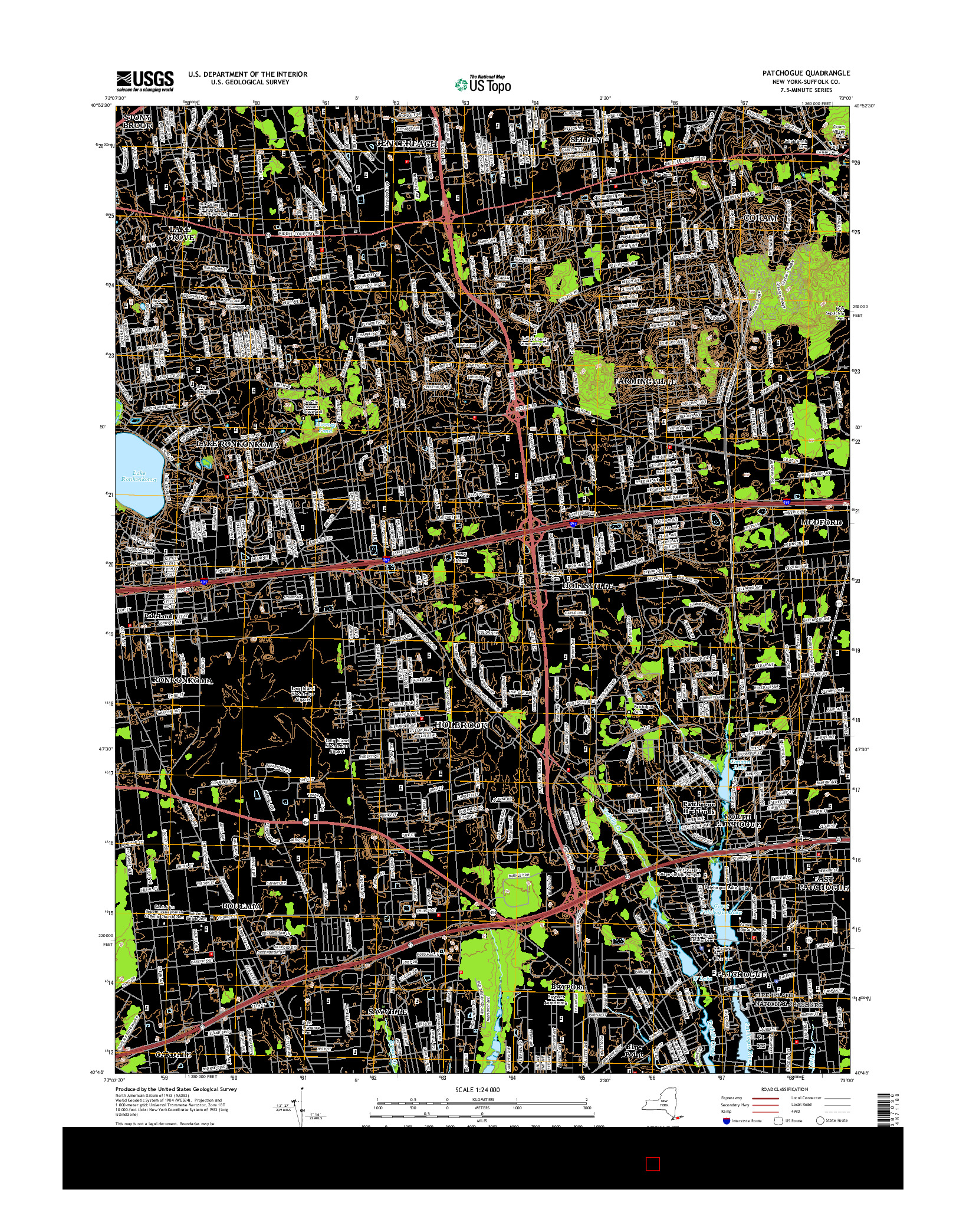 USGS US TOPO 7.5-MINUTE MAP FOR PATCHOGUE, NY 2016