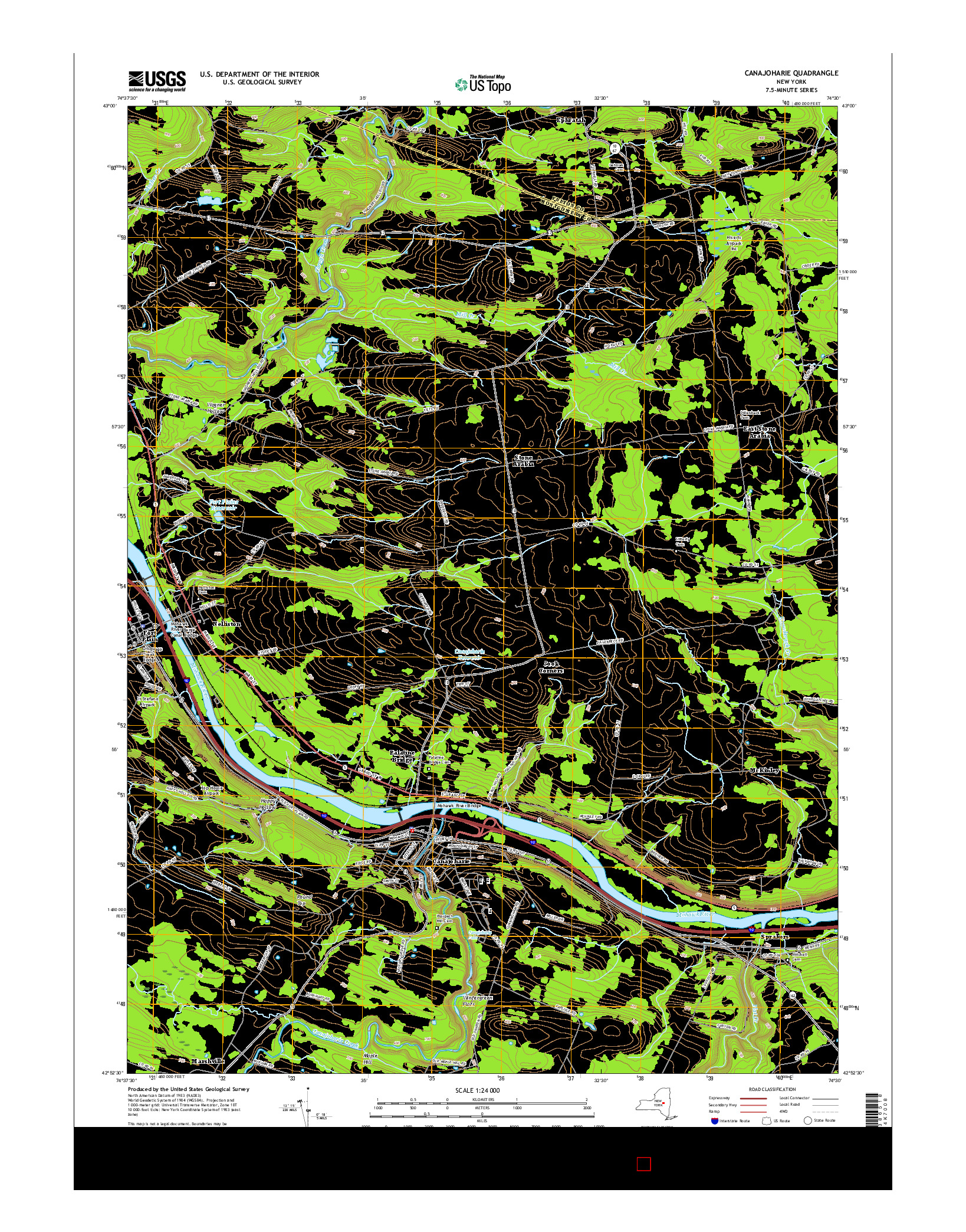 USGS US TOPO 7.5-MINUTE MAP FOR CANAJOHARIE, NY 2016