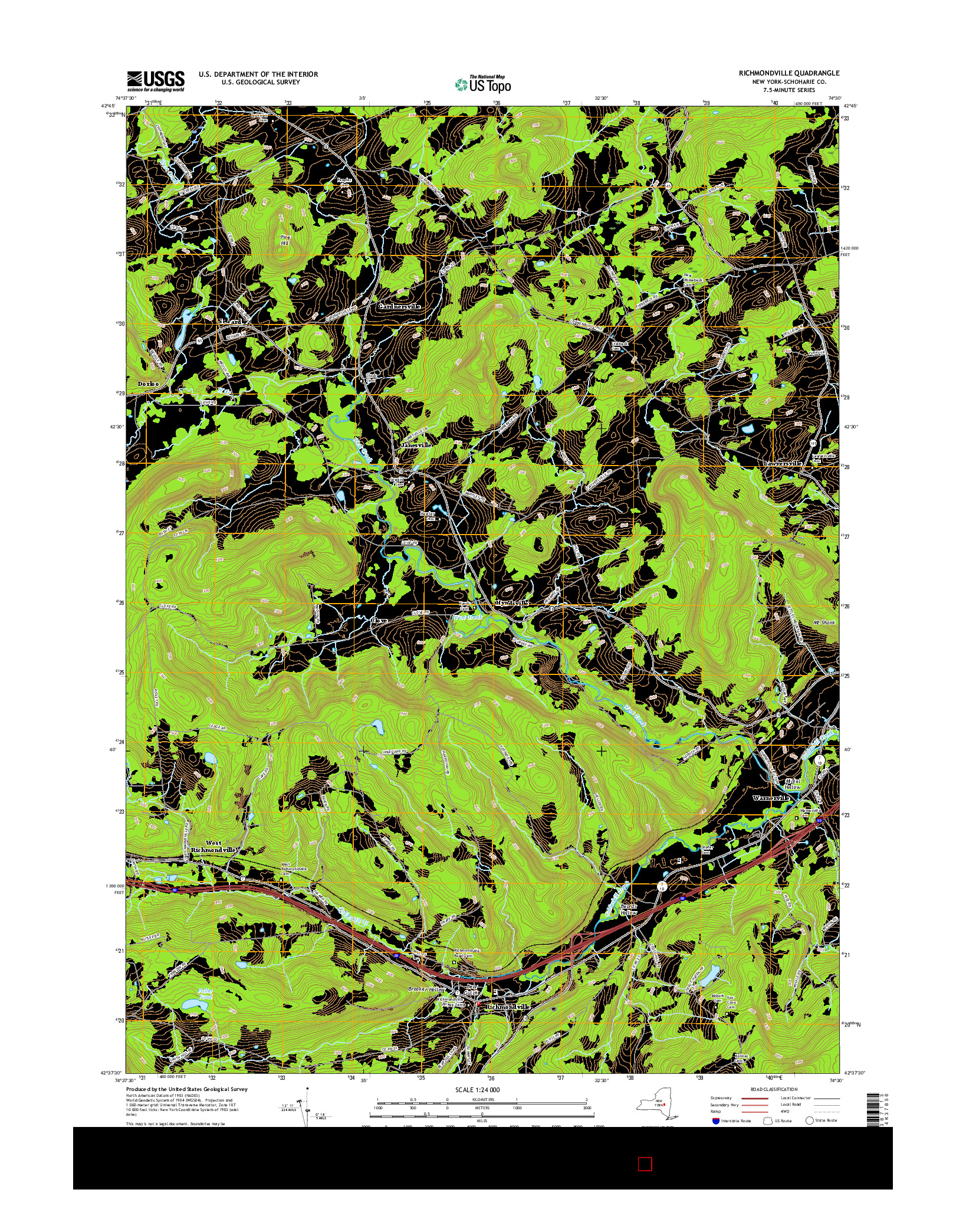 USGS US TOPO 7.5-MINUTE MAP FOR RICHMONDVILLE, NY 2016