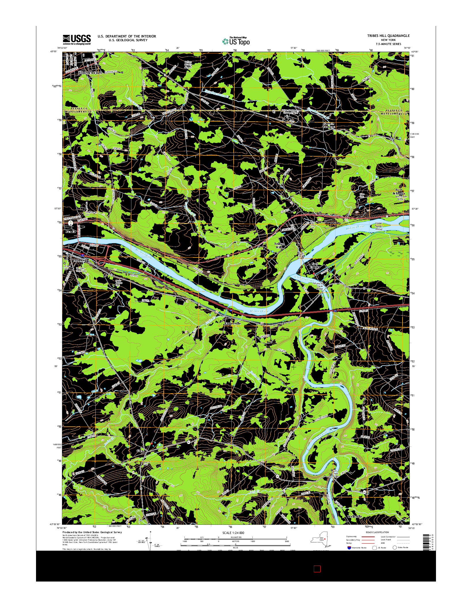 USGS US TOPO 7.5-MINUTE MAP FOR TRIBES HILL, NY 2016