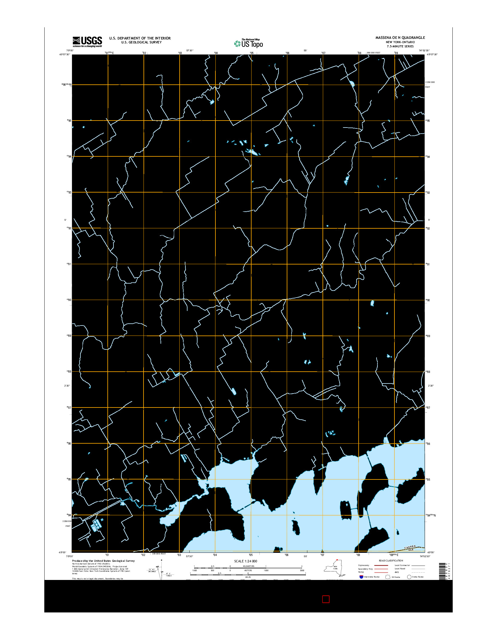 USGS US TOPO 7.5-MINUTE MAP FOR MASSENA OE N, NY-ON 2016