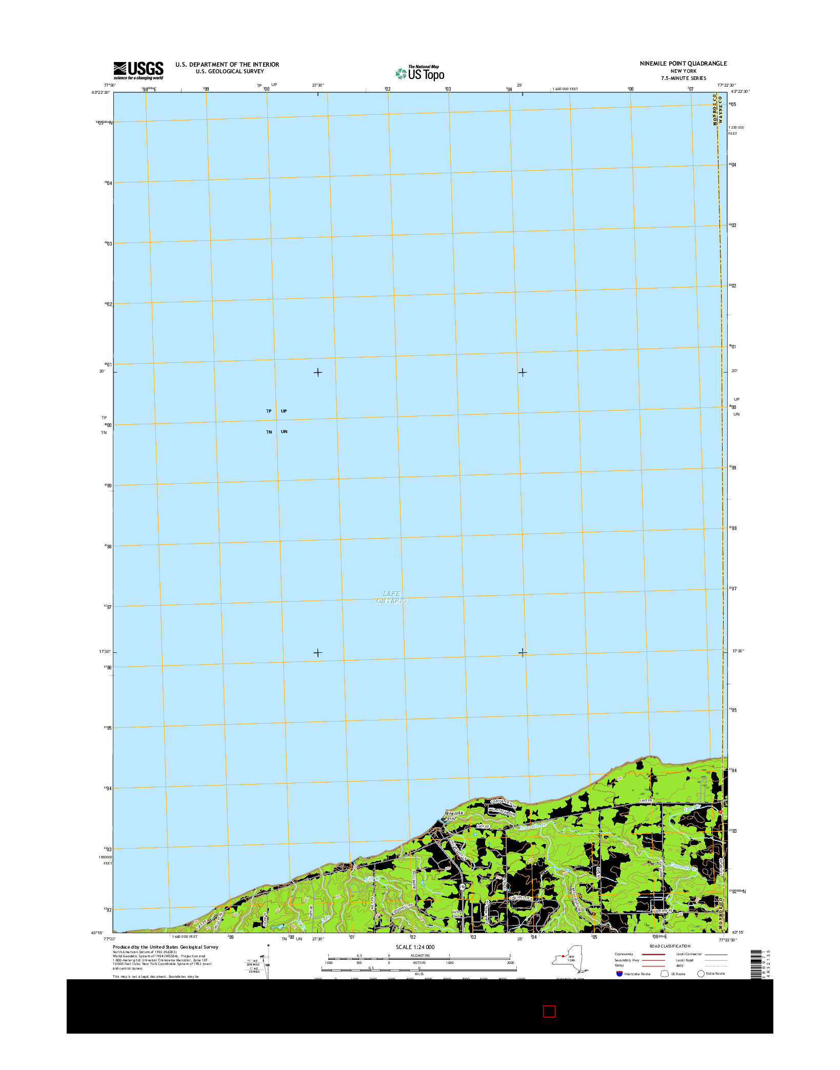 USGS US TOPO 7.5-MINUTE MAP FOR NINEMILE POINT, NY 2016