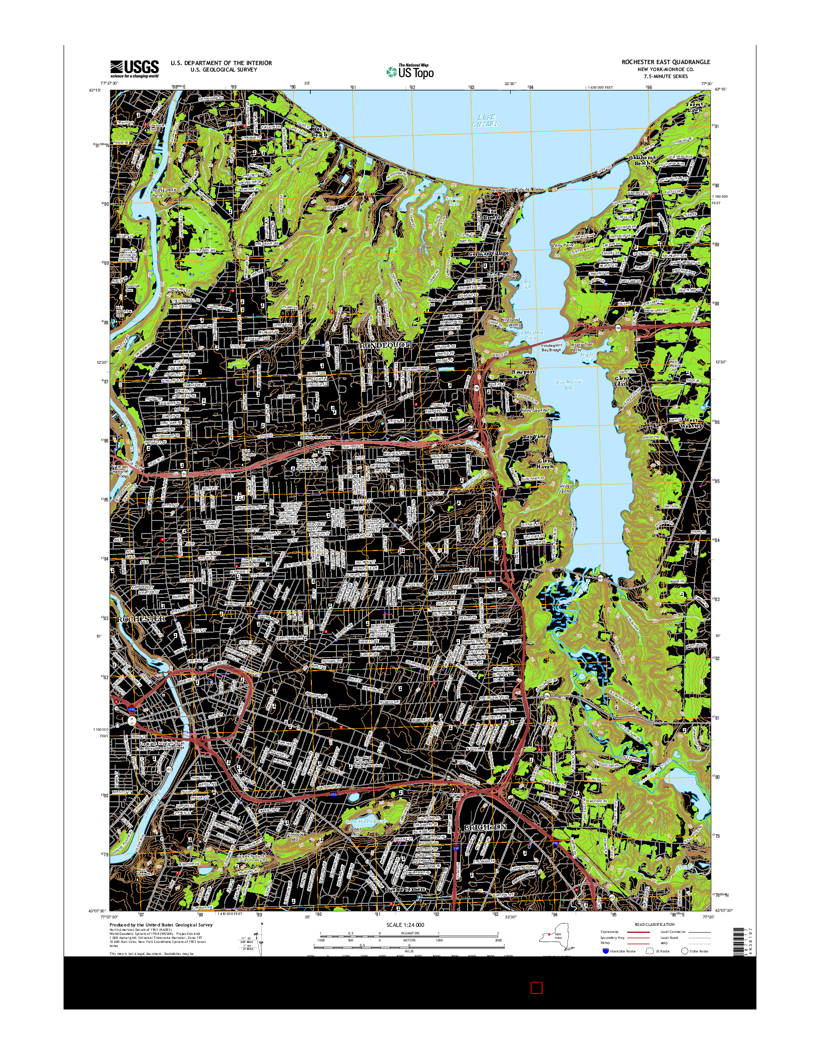 USGS US TOPO 7.5-MINUTE MAP FOR ROCHESTER EAST, NY 2016