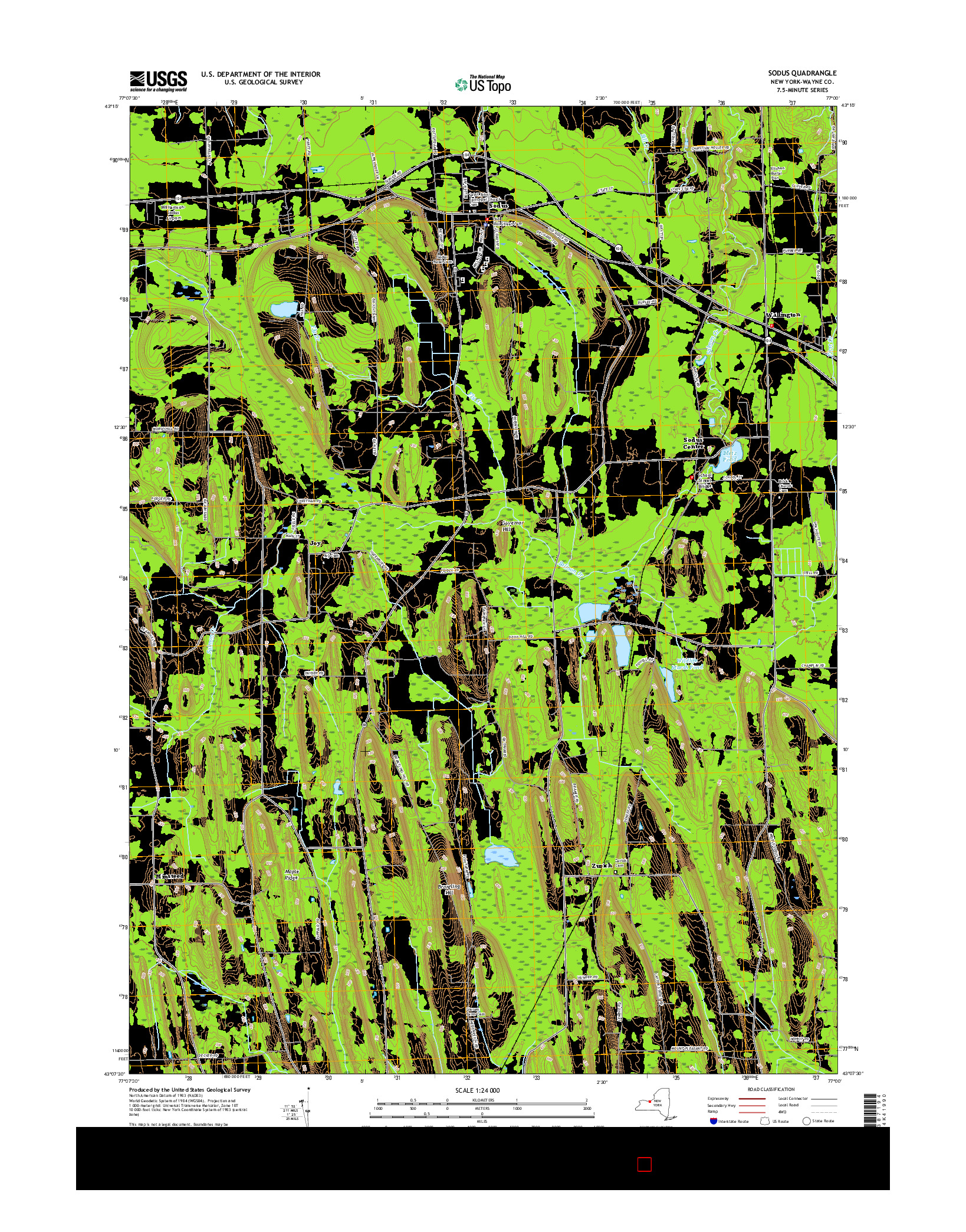 USGS US TOPO 7.5-MINUTE MAP FOR SODUS, NY 2016