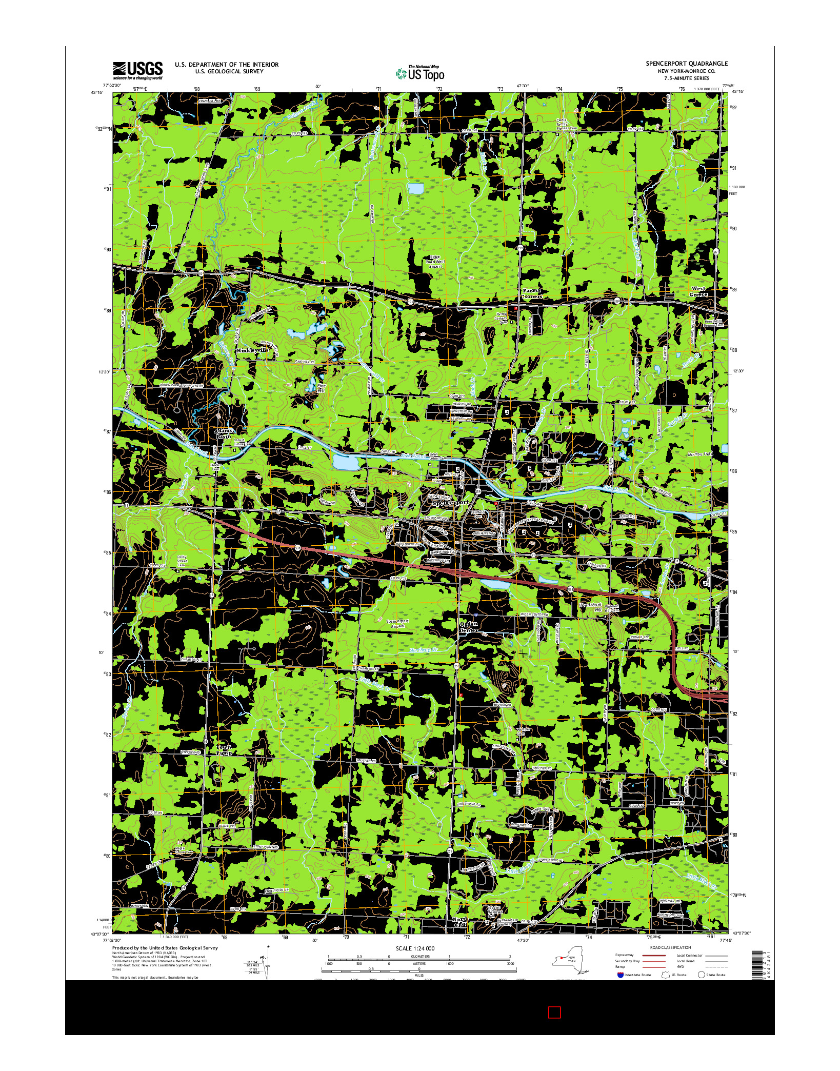 USGS US TOPO 7.5-MINUTE MAP FOR SPENCERPORT, NY 2016