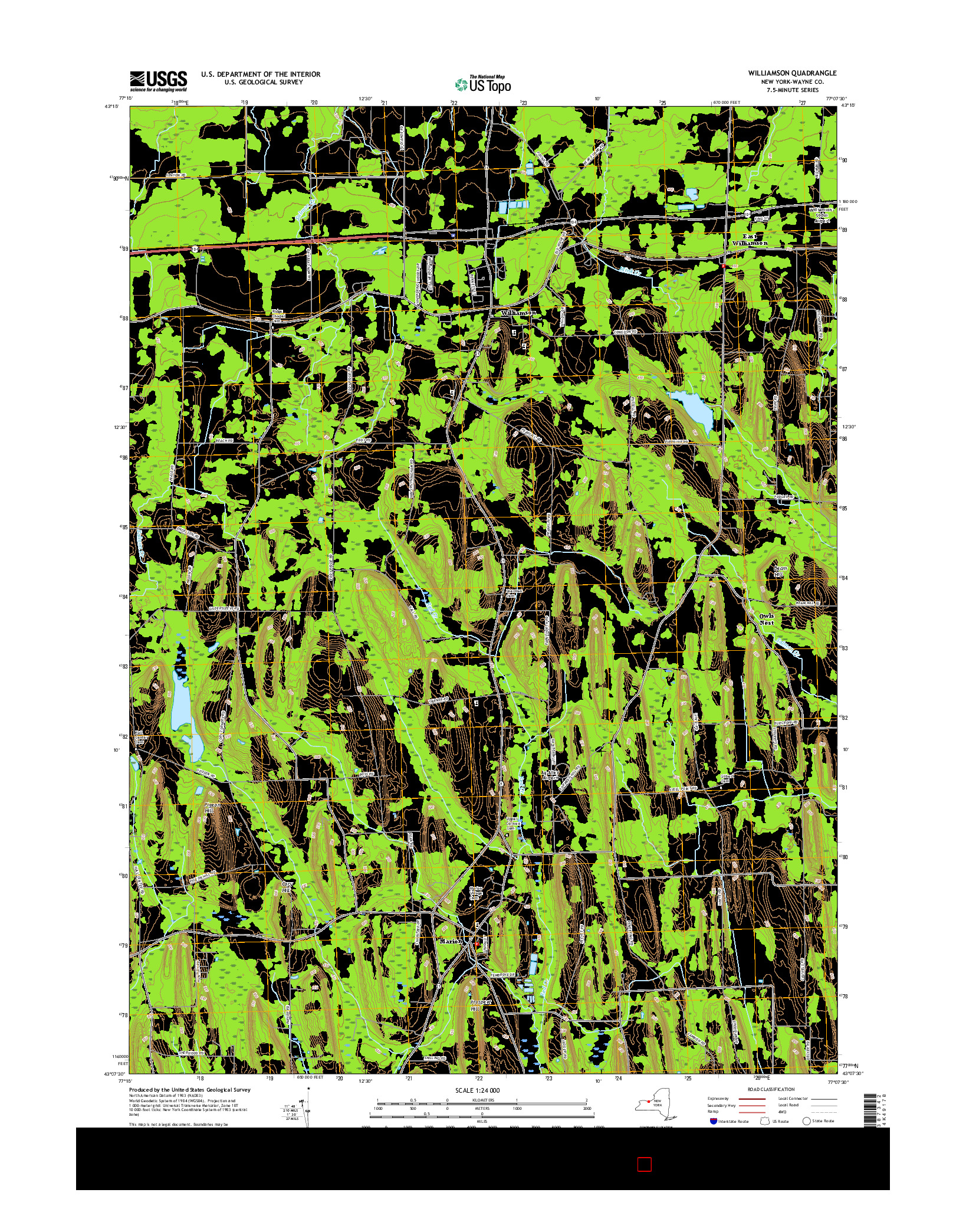 USGS US TOPO 7.5-MINUTE MAP FOR WILLIAMSON, NY 2016