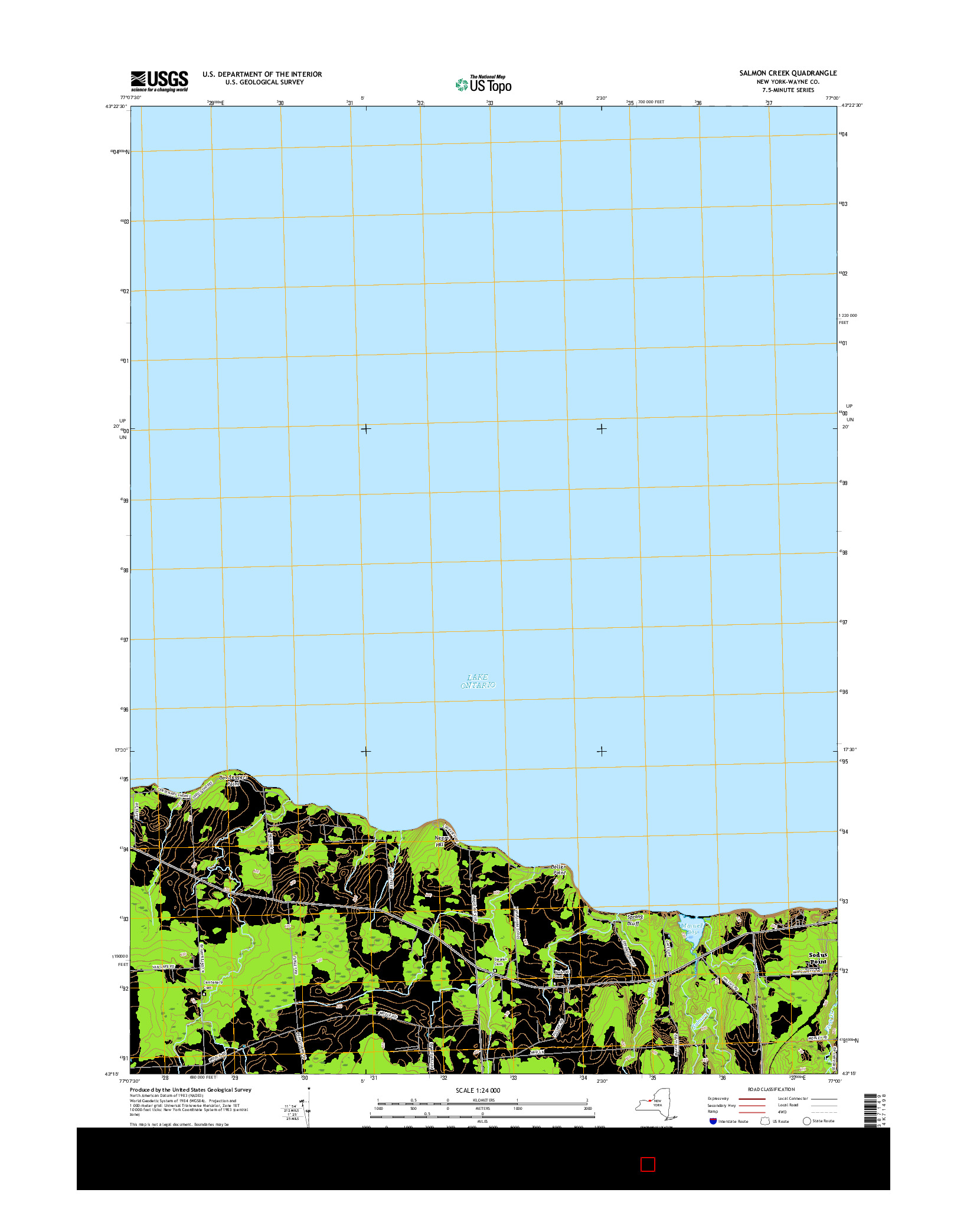 USGS US TOPO 7.5-MINUTE MAP FOR SALMON CREEK, NY 2016