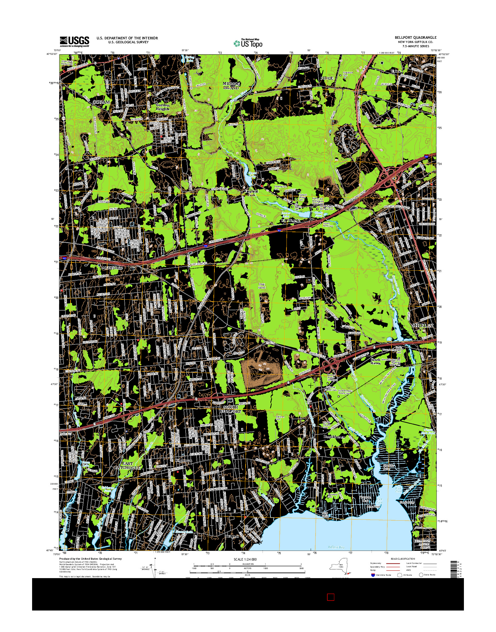USGS US TOPO 7.5-MINUTE MAP FOR BELLPORT, NY 2016