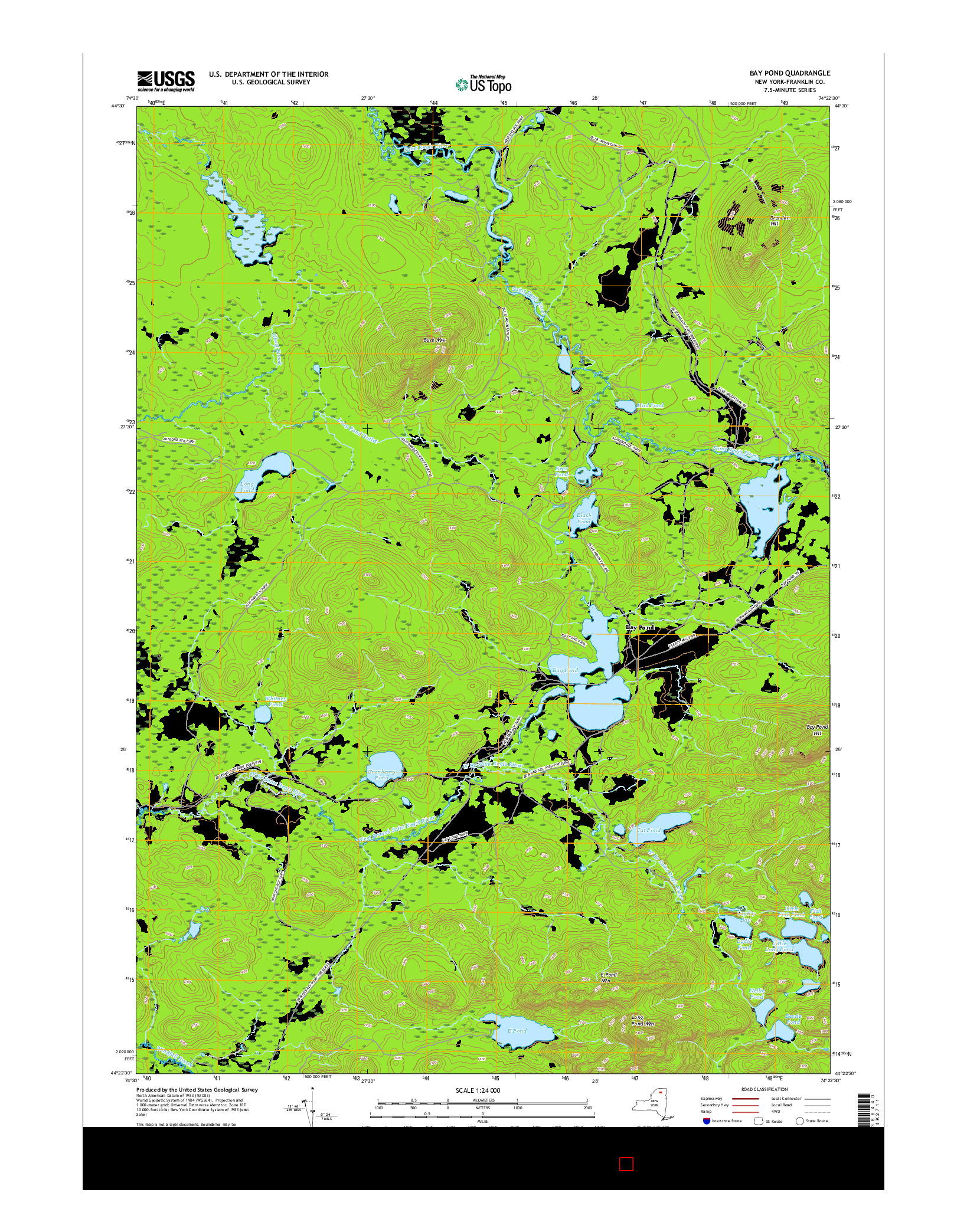 USGS US TOPO 7.5-MINUTE MAP FOR BAY POND, NY 2016