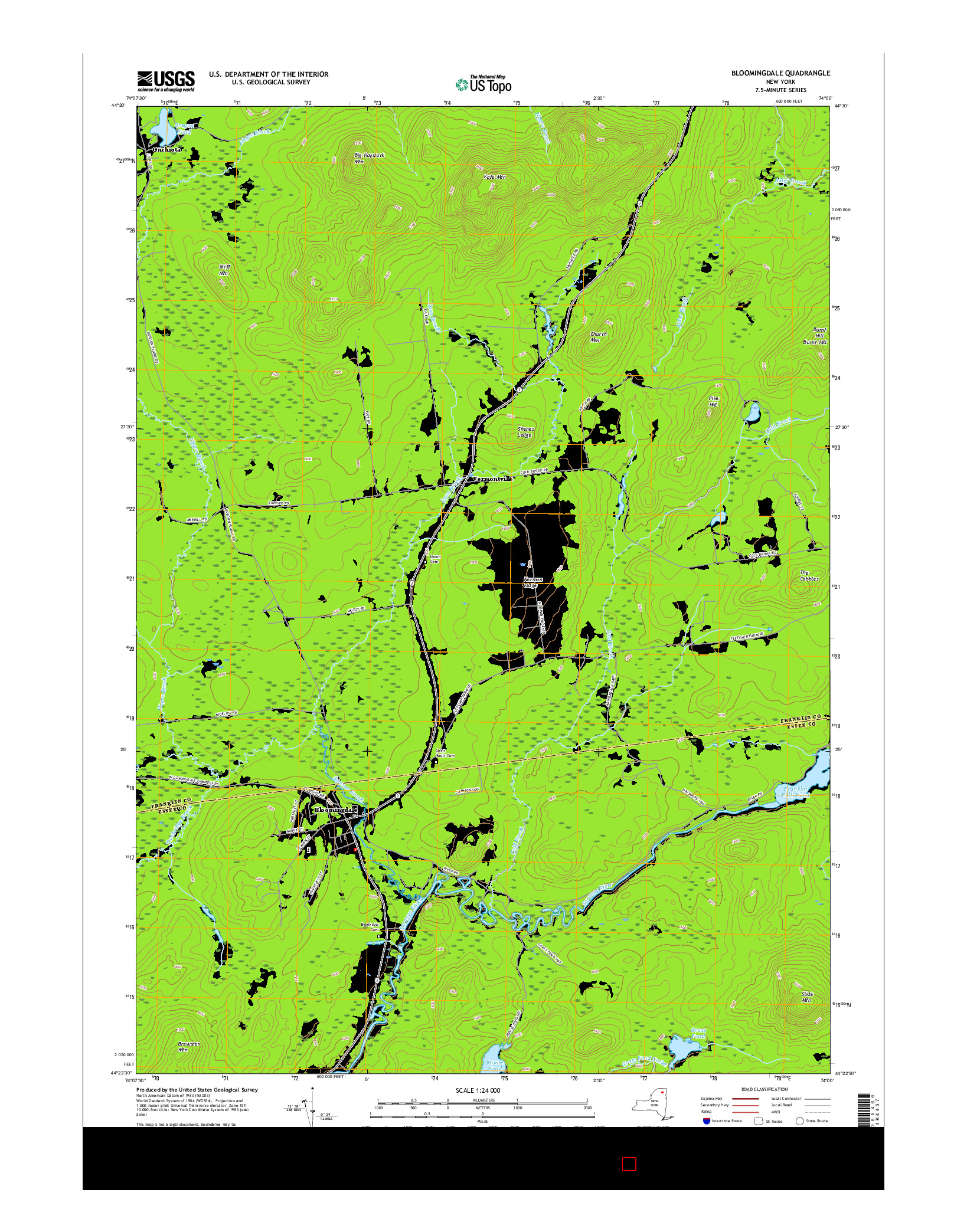USGS US TOPO 7.5-MINUTE MAP FOR BLOOMINGDALE, NY 2016
