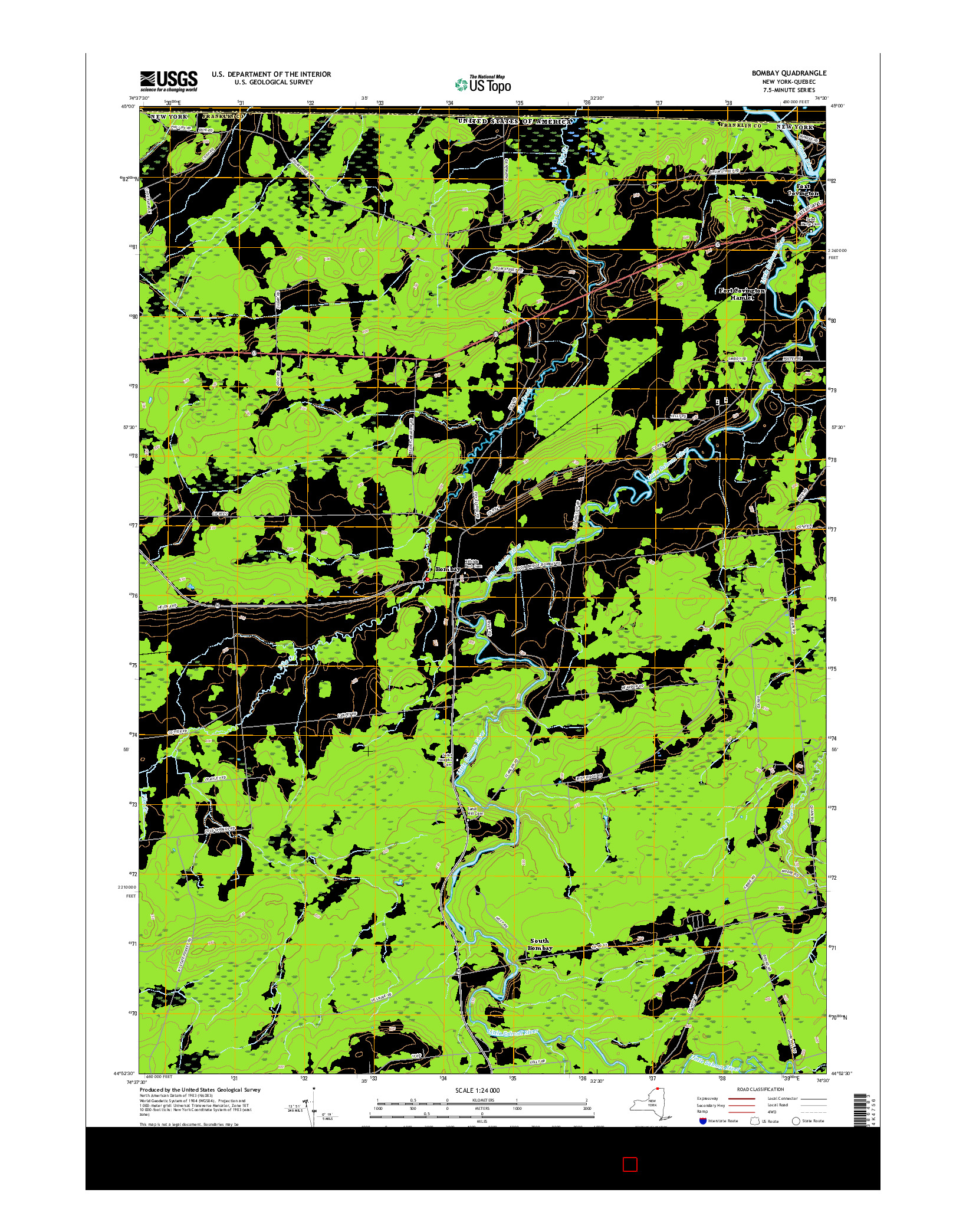 USGS US TOPO 7.5-MINUTE MAP FOR BOMBAY, NY-QC 2016