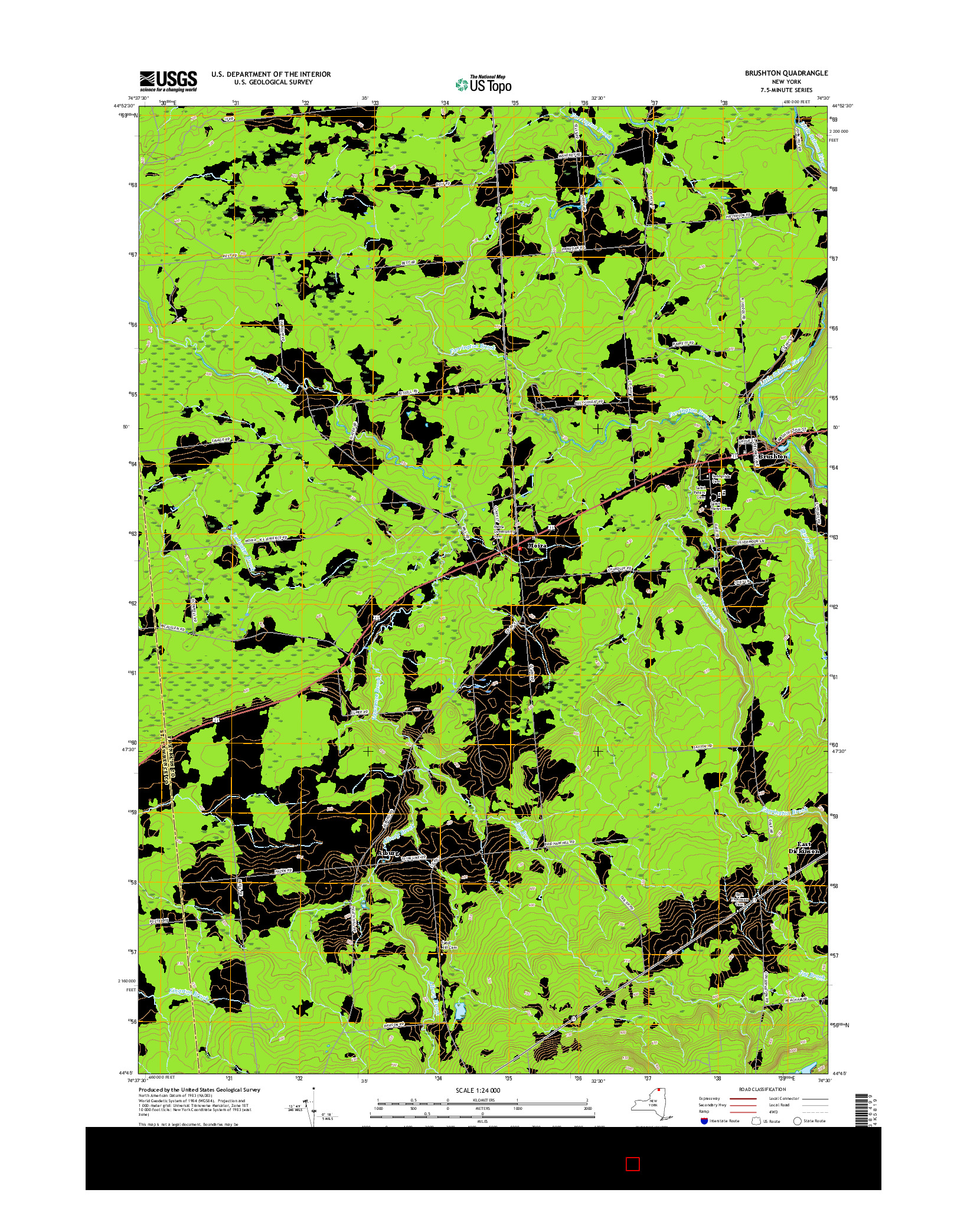 USGS US TOPO 7.5-MINUTE MAP FOR BRUSHTON, NY 2016