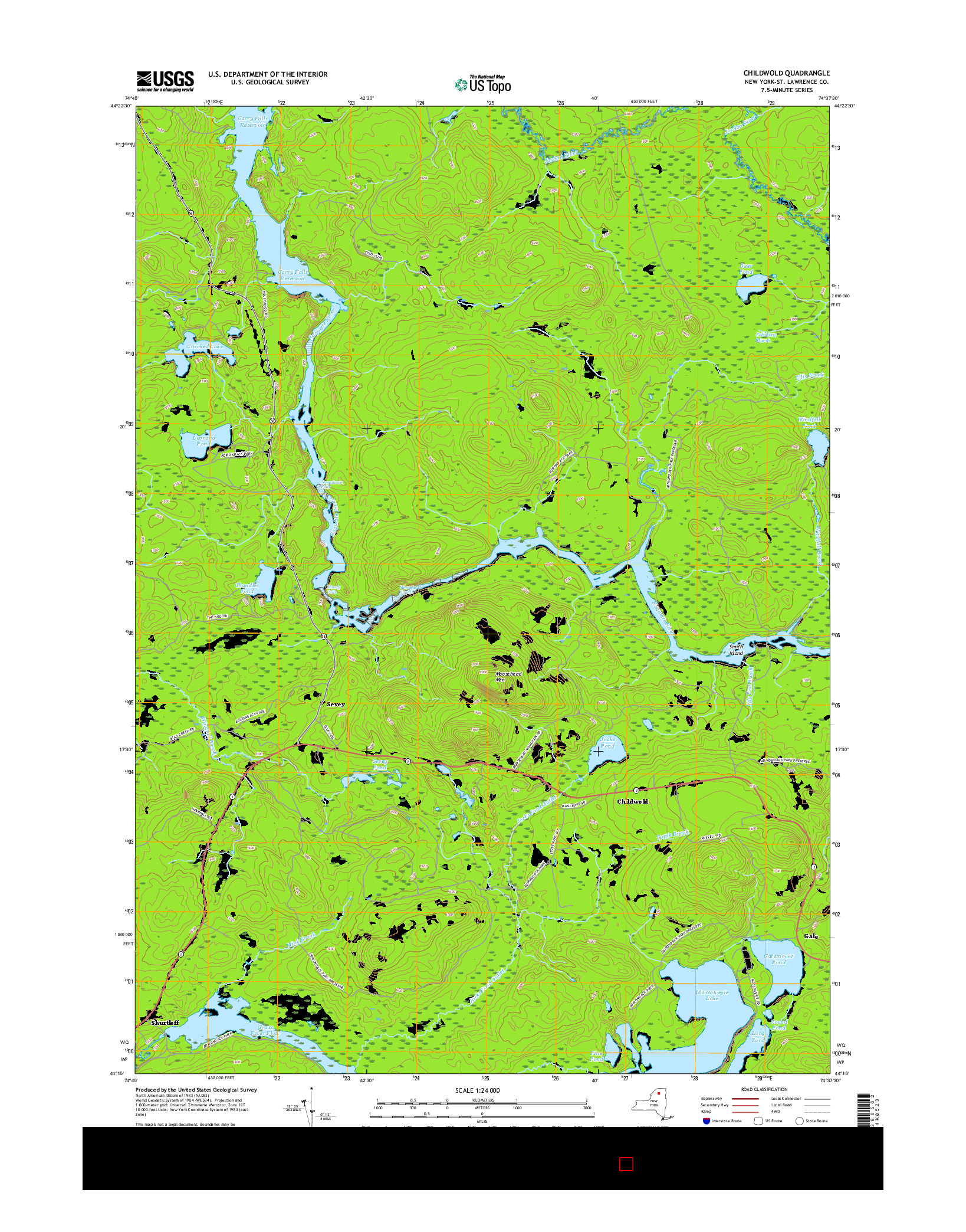 USGS US TOPO 7.5-MINUTE MAP FOR CHILDWOLD, NY 2016