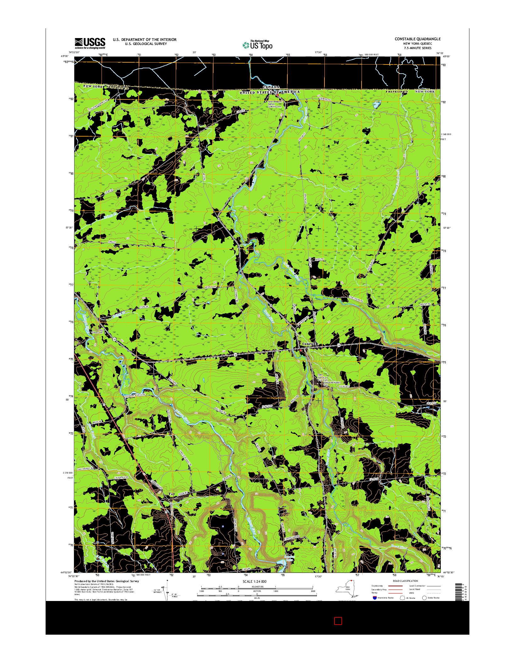 USGS US TOPO 7.5-MINUTE MAP FOR CONSTABLE, NY-QC 2016