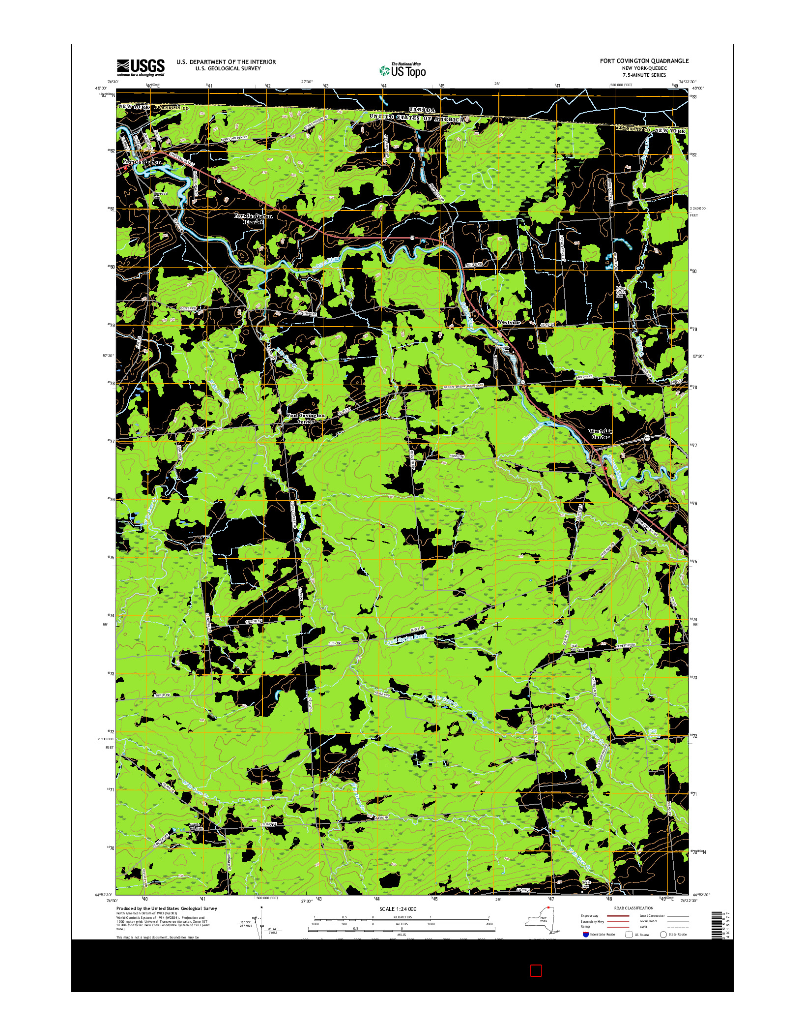 USGS US TOPO 7.5-MINUTE MAP FOR FORT COVINGTON, NY-QC 2016