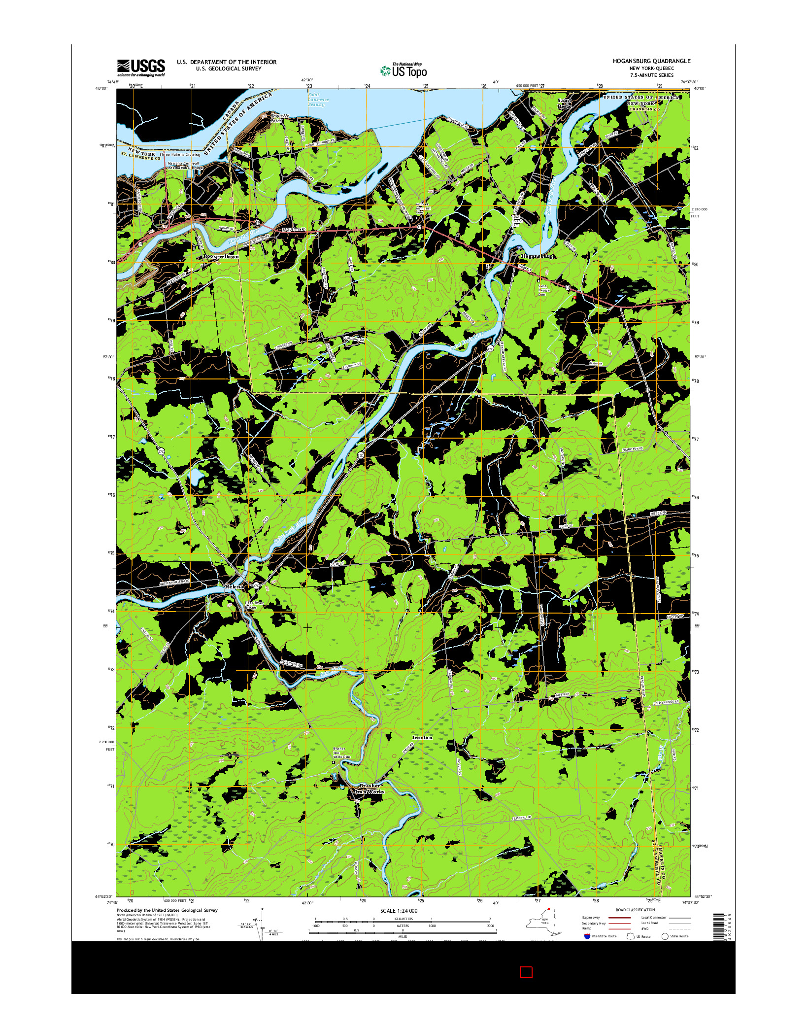 USGS US TOPO 7.5-MINUTE MAP FOR HOGANSBURG, NY-QC 2016