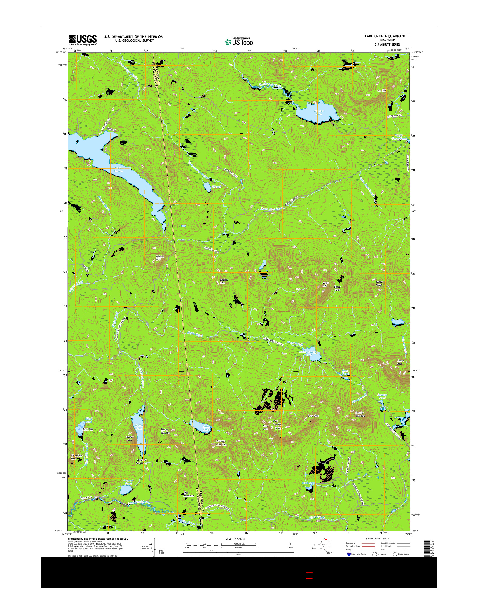 USGS US TOPO 7.5-MINUTE MAP FOR LAKE OZONIA, NY 2016