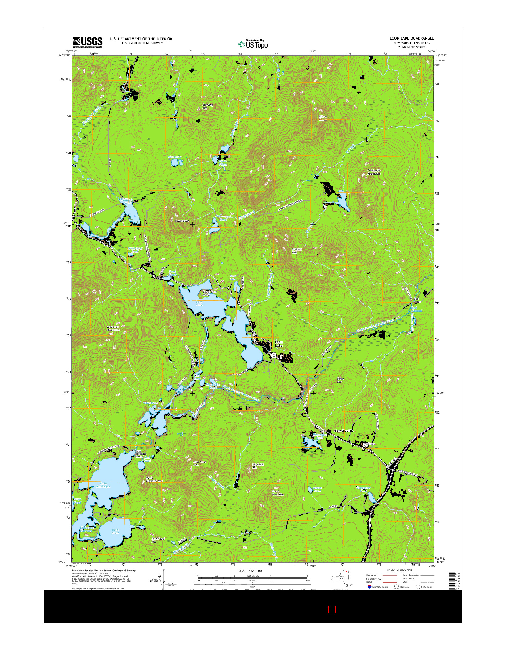 USGS US TOPO 7.5-MINUTE MAP FOR LOON LAKE, NY 2016