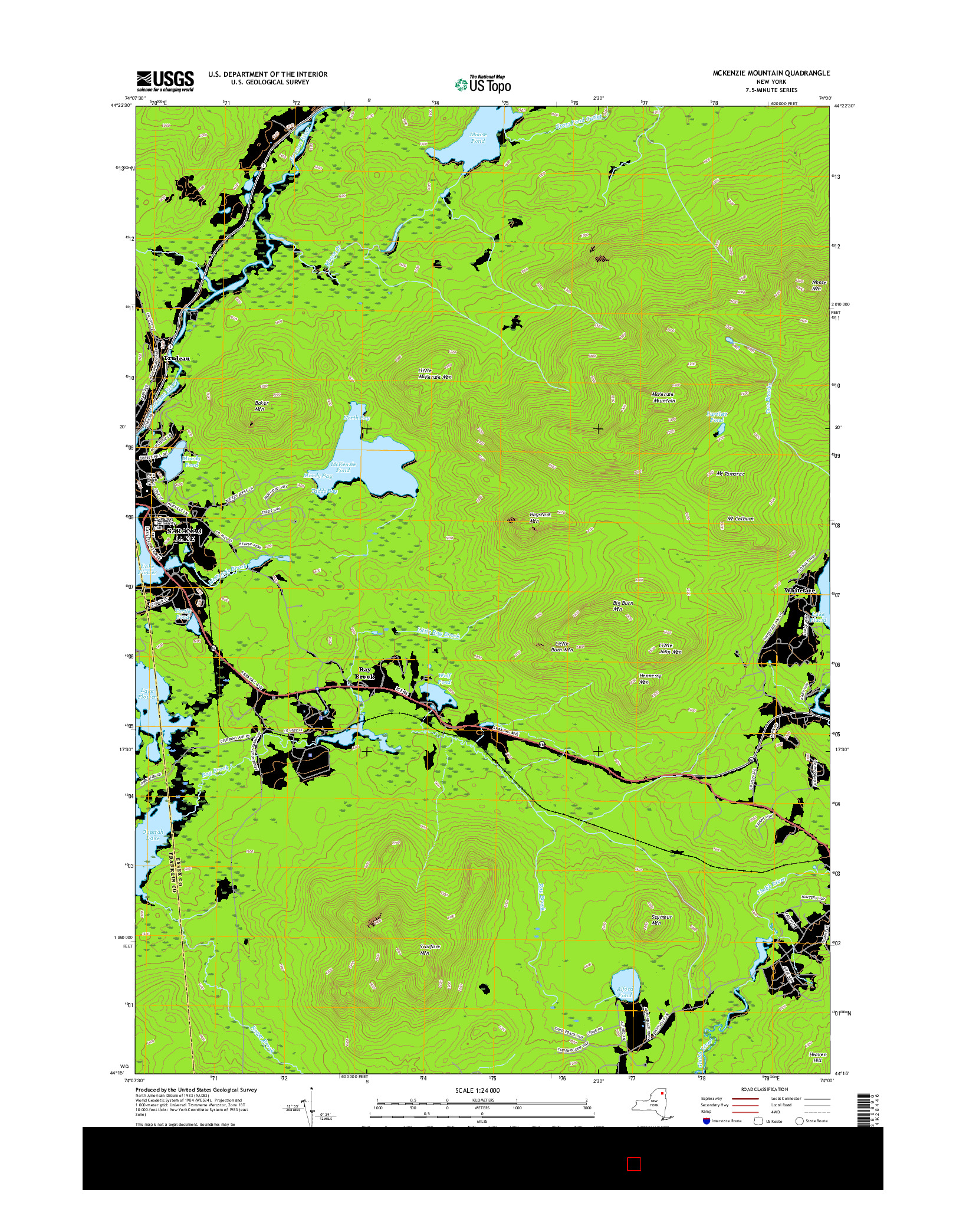 USGS US TOPO 7.5-MINUTE MAP FOR MCKENZIE MOUNTAIN, NY 2016