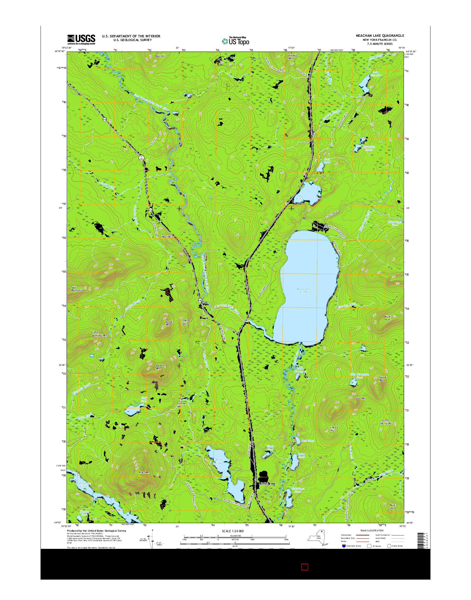 USGS US TOPO 7.5-MINUTE MAP FOR MEACHAM LAKE, NY 2016