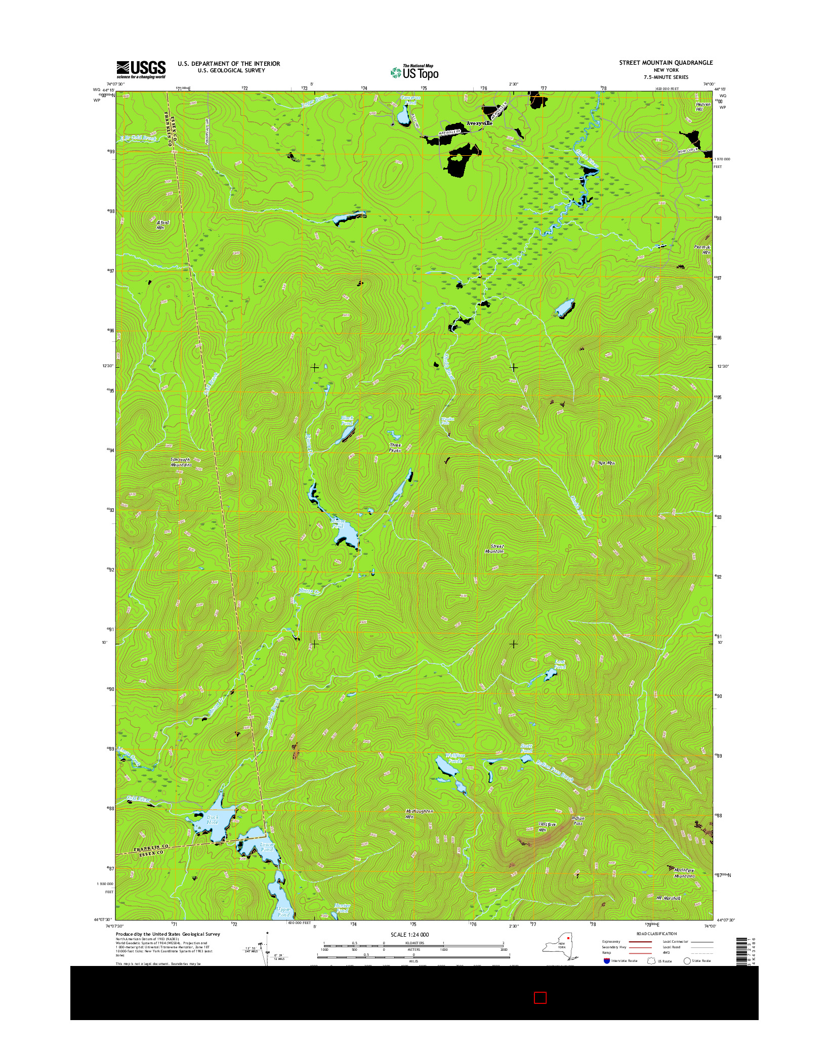 USGS US TOPO 7.5-MINUTE MAP FOR STREET MOUNTAIN, NY 2016