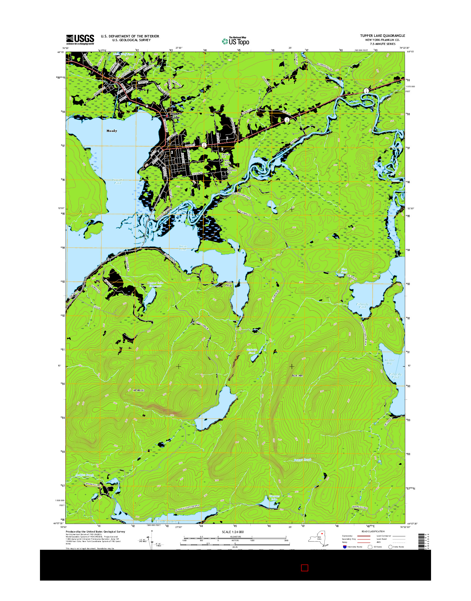 USGS US TOPO 7.5-MINUTE MAP FOR TUPPER LAKE, NY 2016