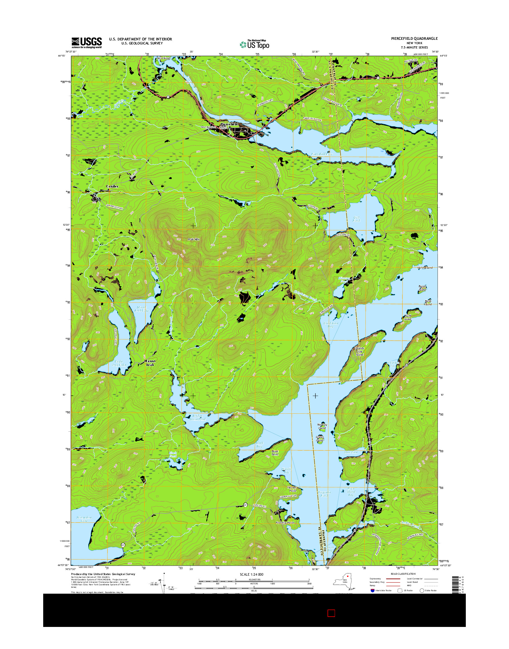 USGS US TOPO 7.5-MINUTE MAP FOR PIERCEFIELD, NY 2016