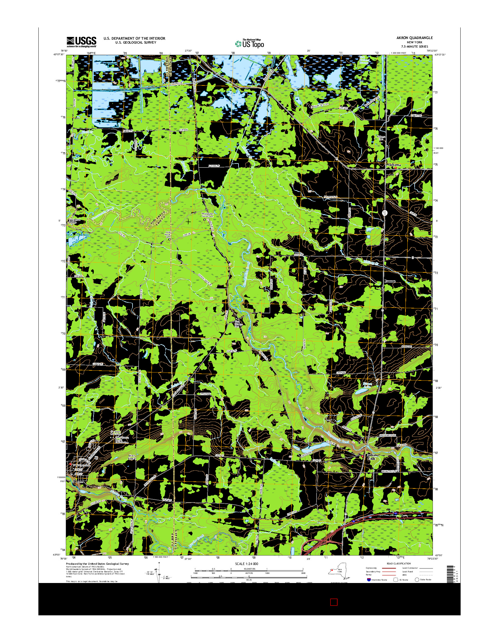 USGS US TOPO 7.5-MINUTE MAP FOR AKRON, NY 2016