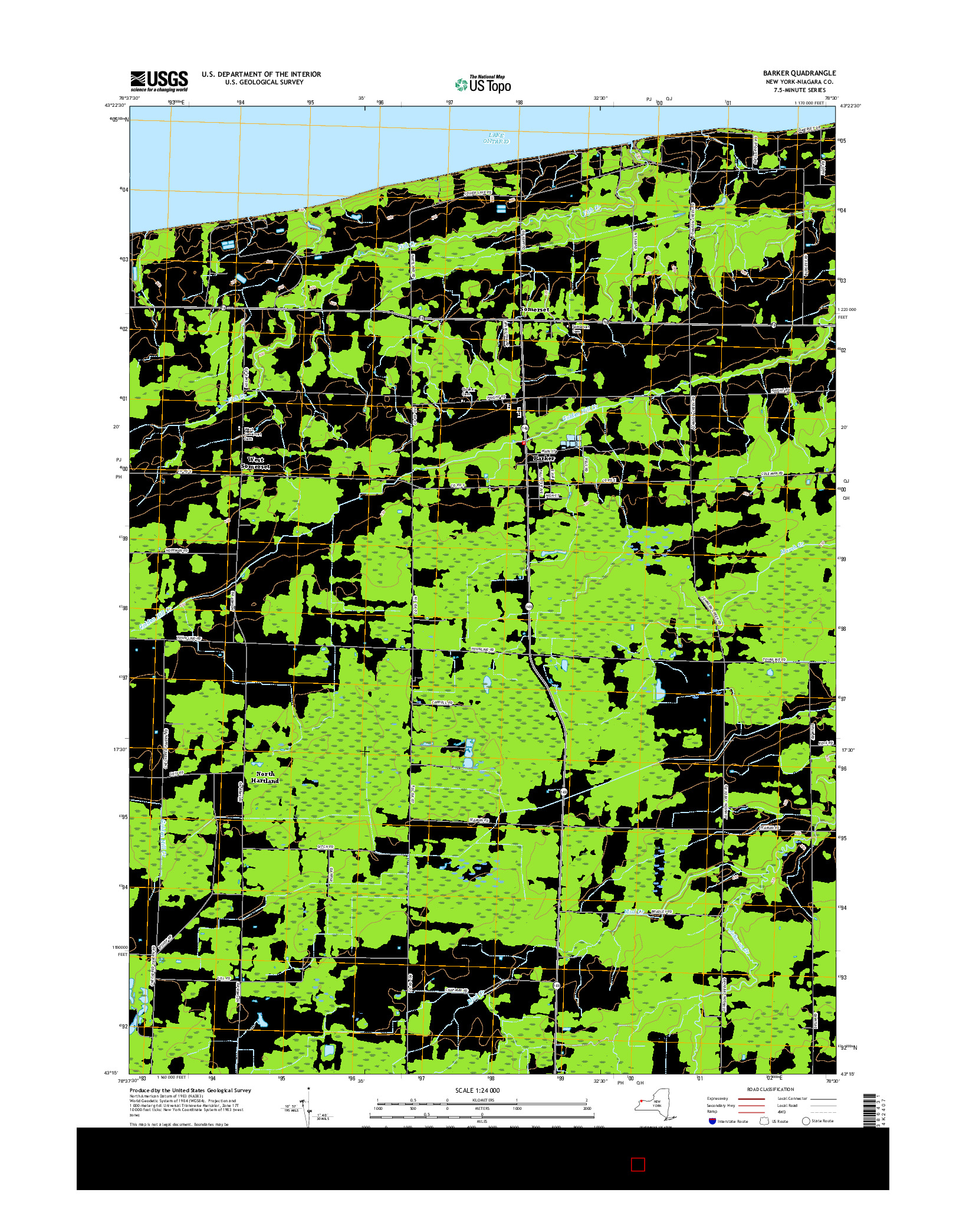 USGS US TOPO 7.5-MINUTE MAP FOR BARKER, NY 2016