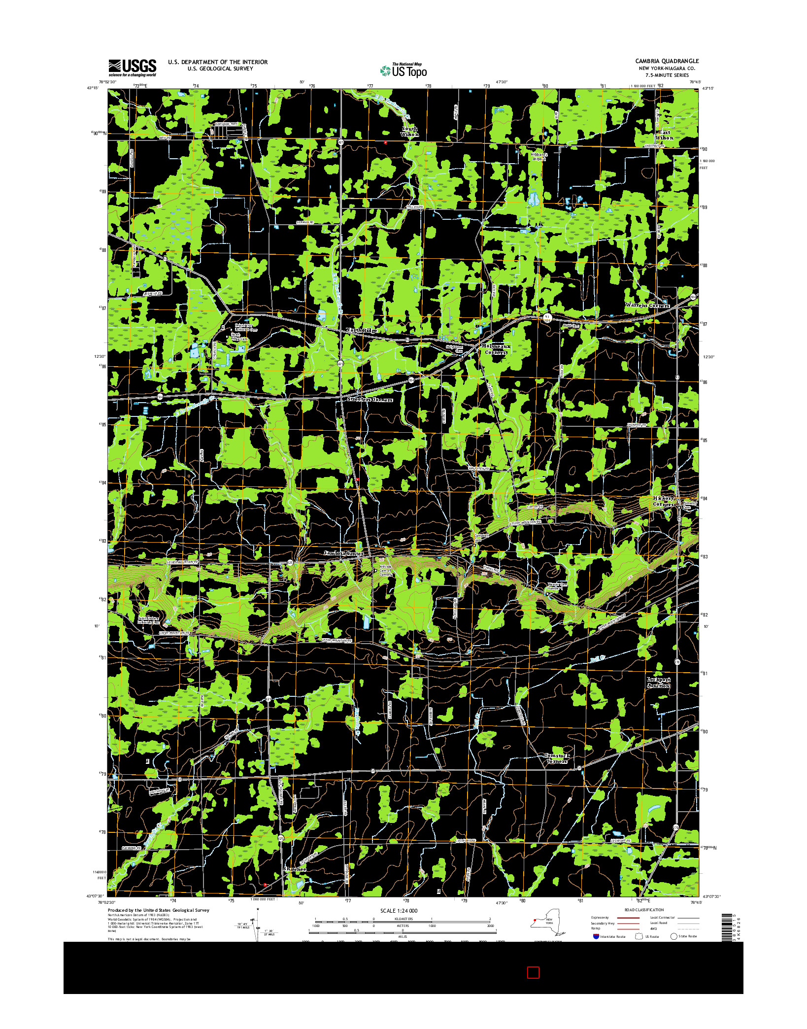 USGS US TOPO 7.5-MINUTE MAP FOR CAMBRIA, NY 2016