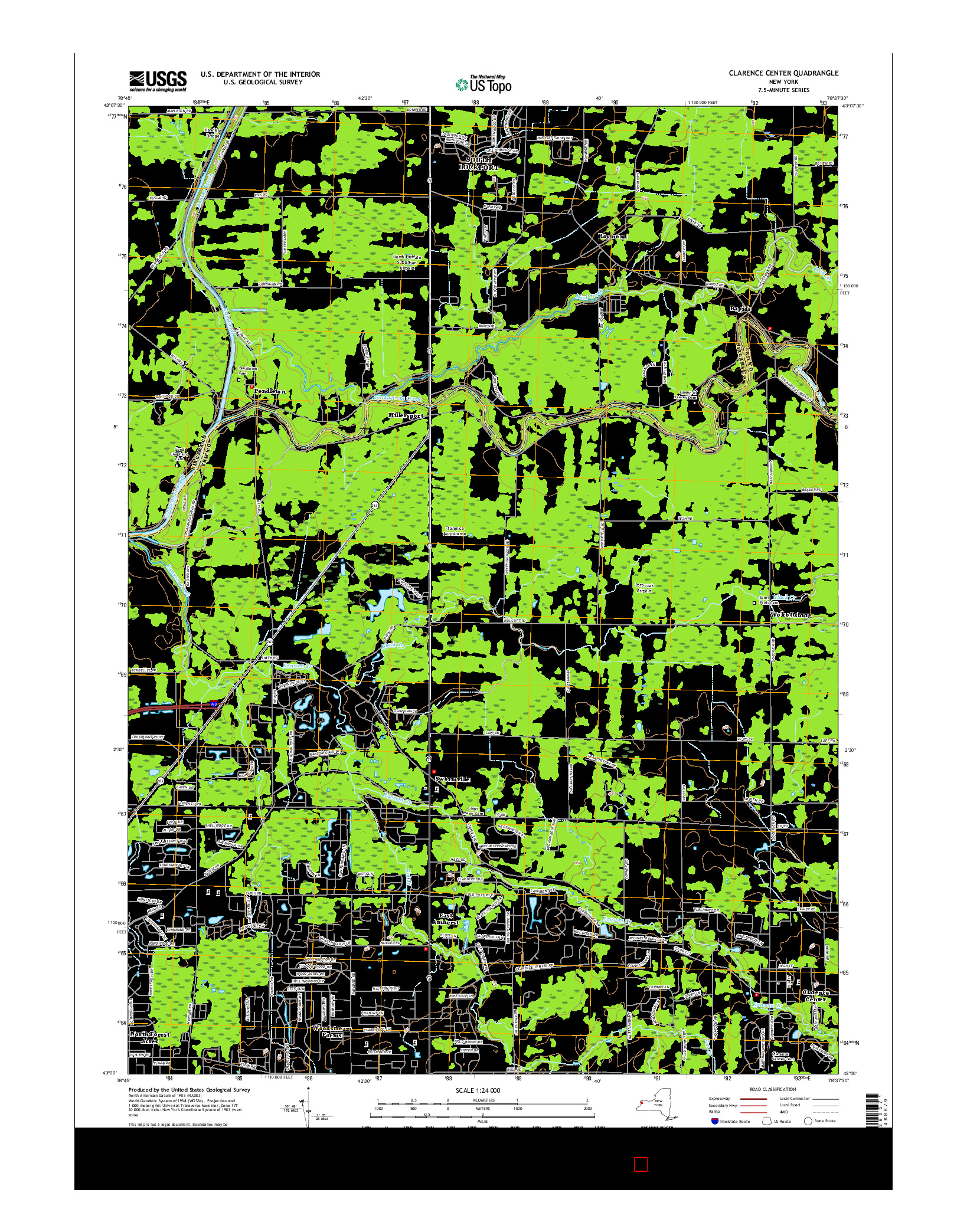 USGS US TOPO 7.5-MINUTE MAP FOR CLARENCE CENTER, NY 2016