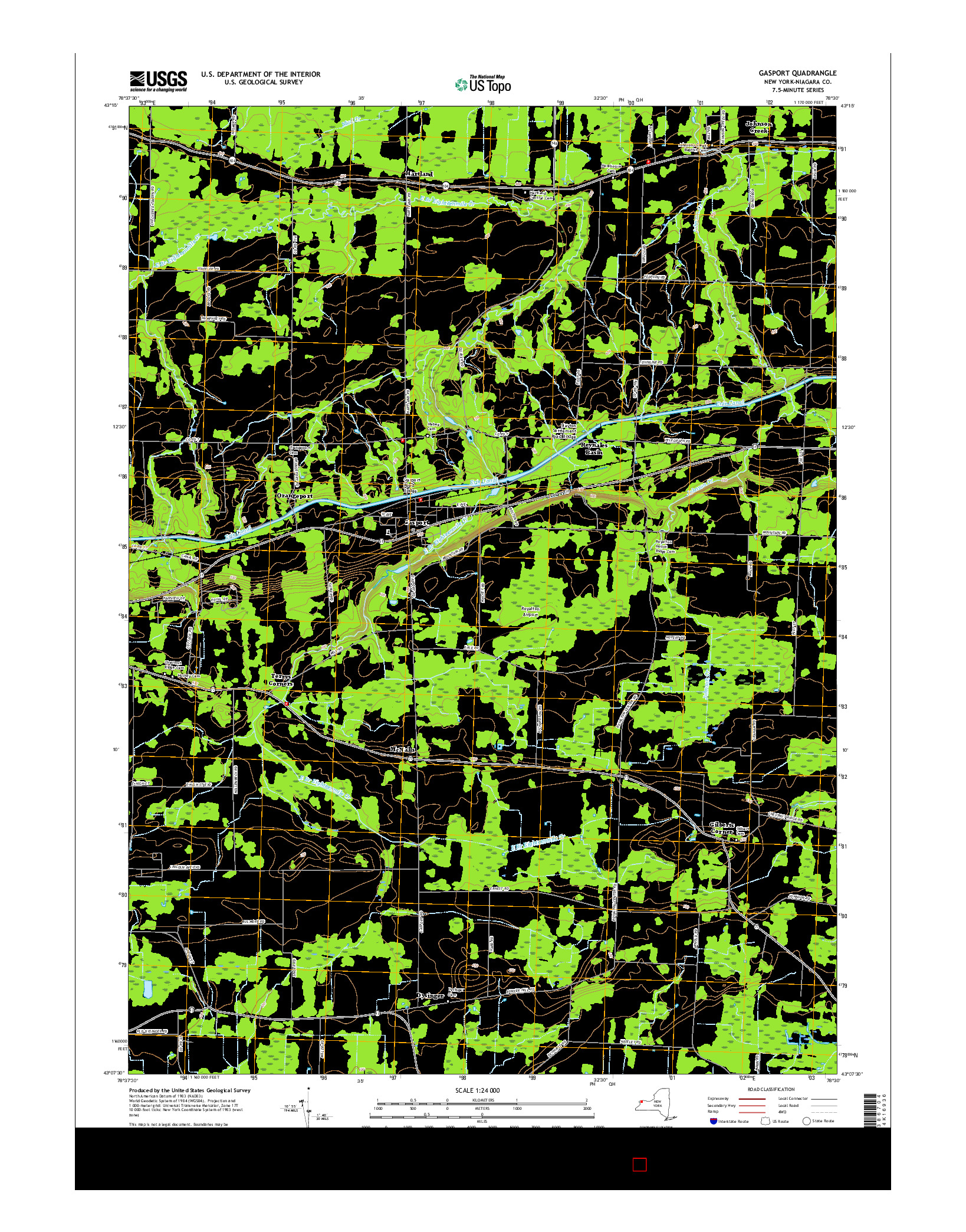 USGS US TOPO 7.5-MINUTE MAP FOR GASPORT, NY 2016